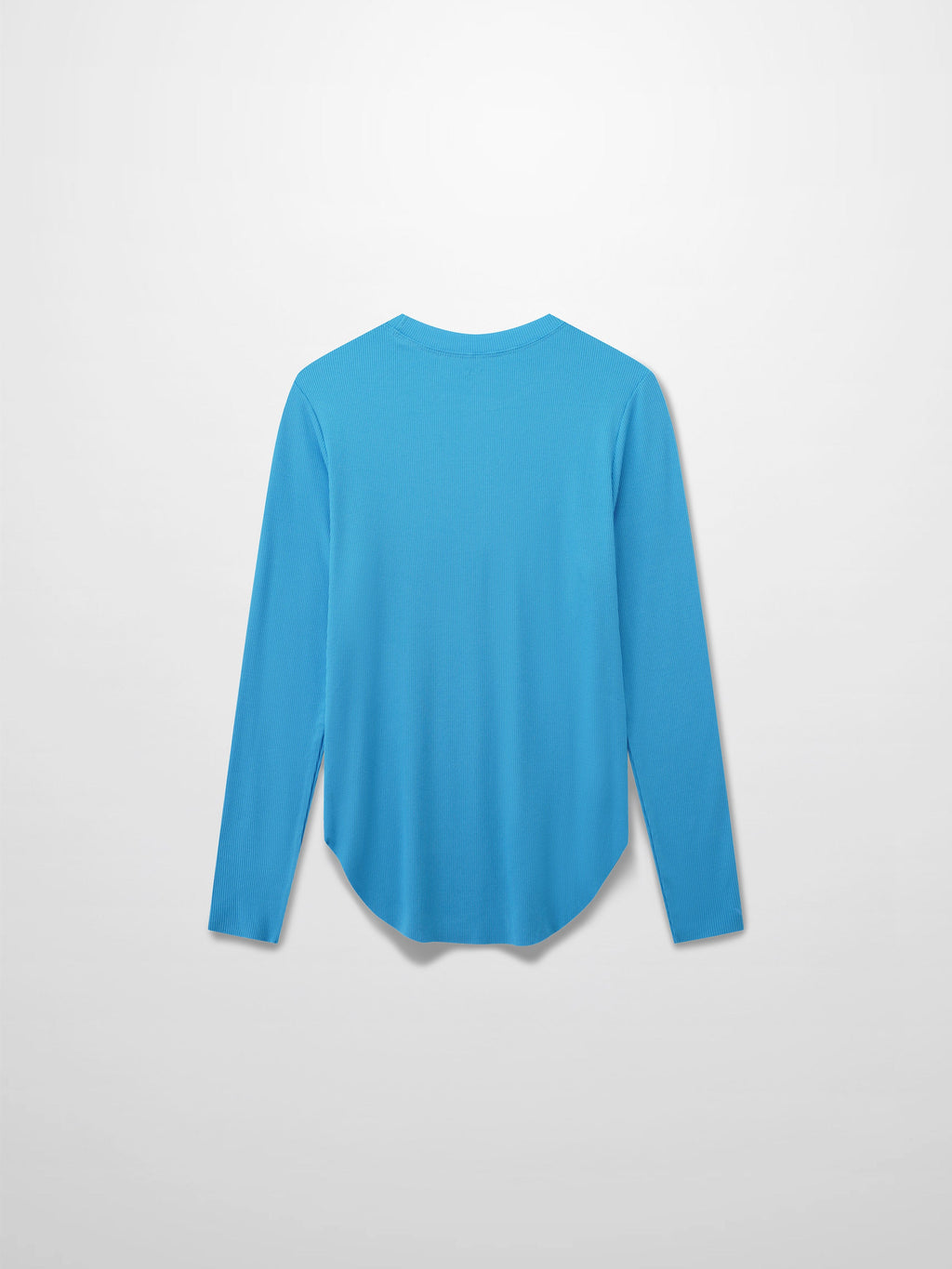 Rounded Hem Ribbed T-Shirt-Sky Blue