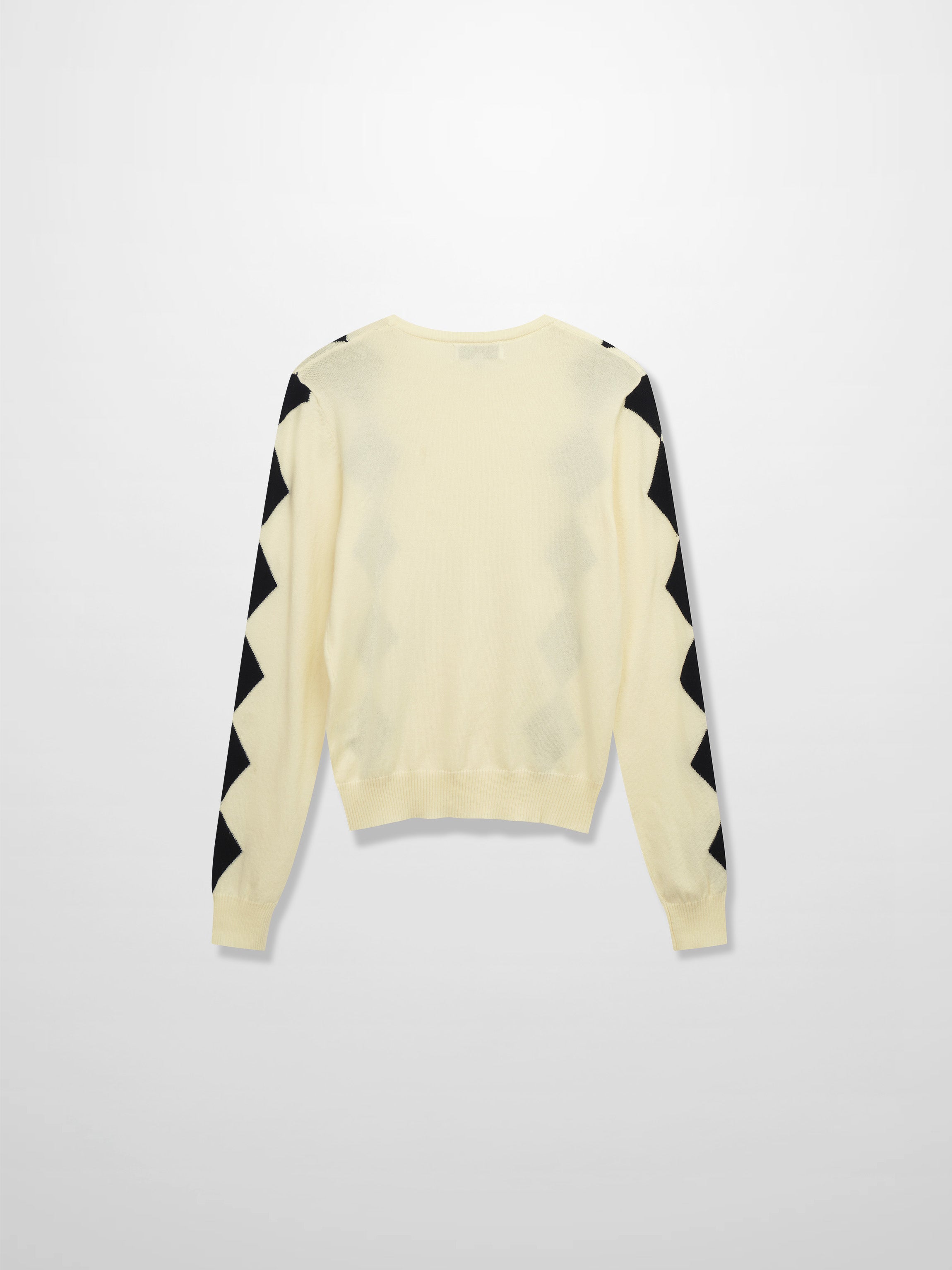 Printed Sweater-Cream with Black Diamond Design