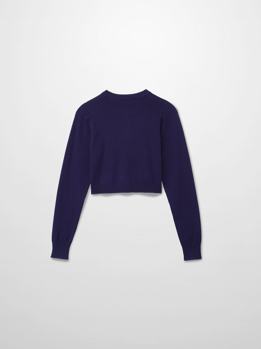 Trim Detail Crew Crop Cardigan-Navy