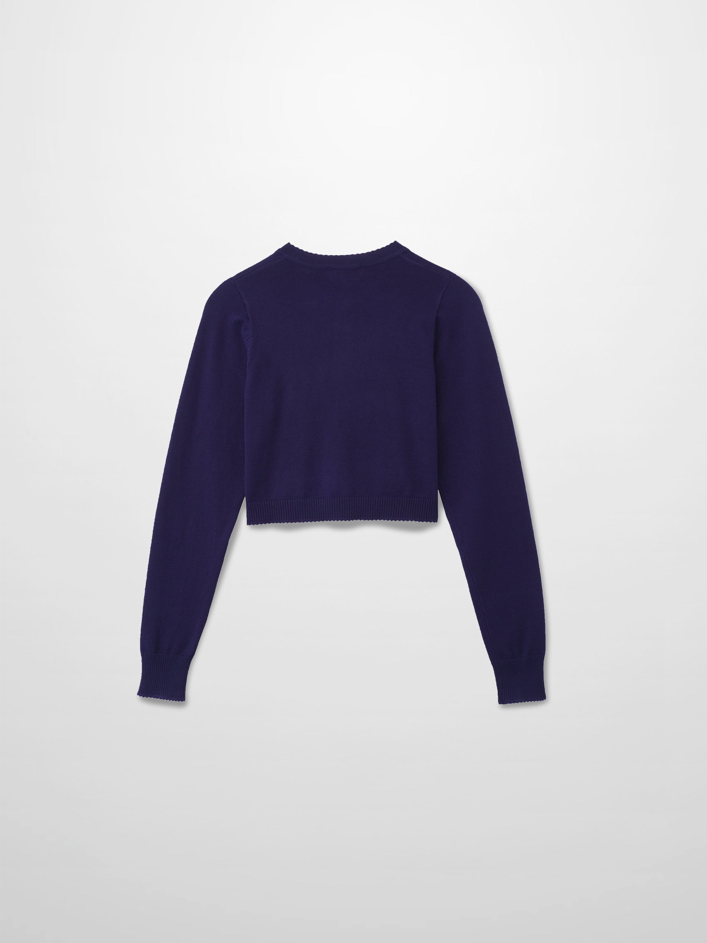 Trim Detail Crew Crop Cardigan-Navy