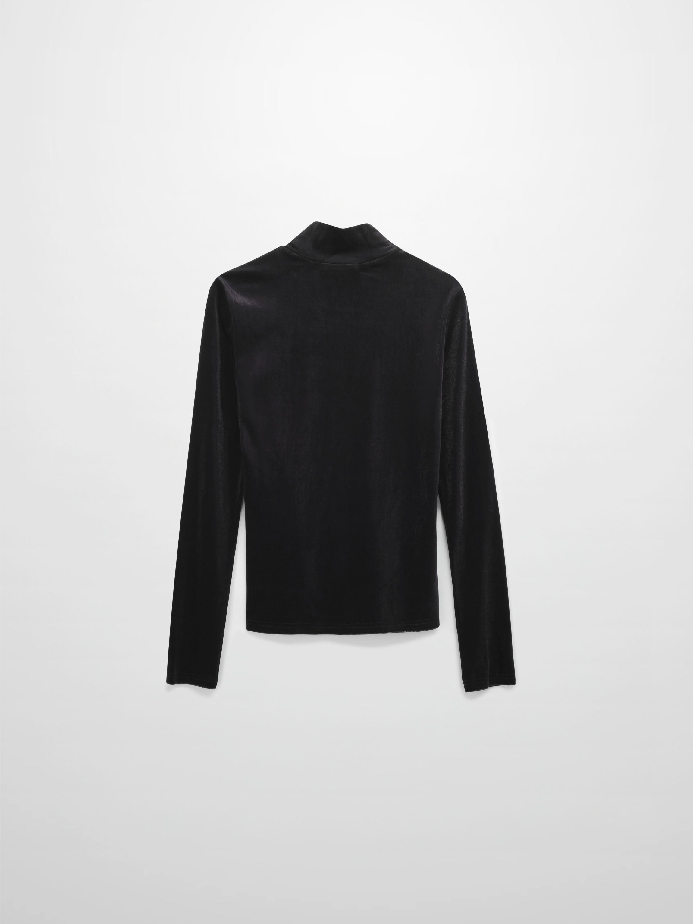 Flower Printed Velour Turtleneck-Black