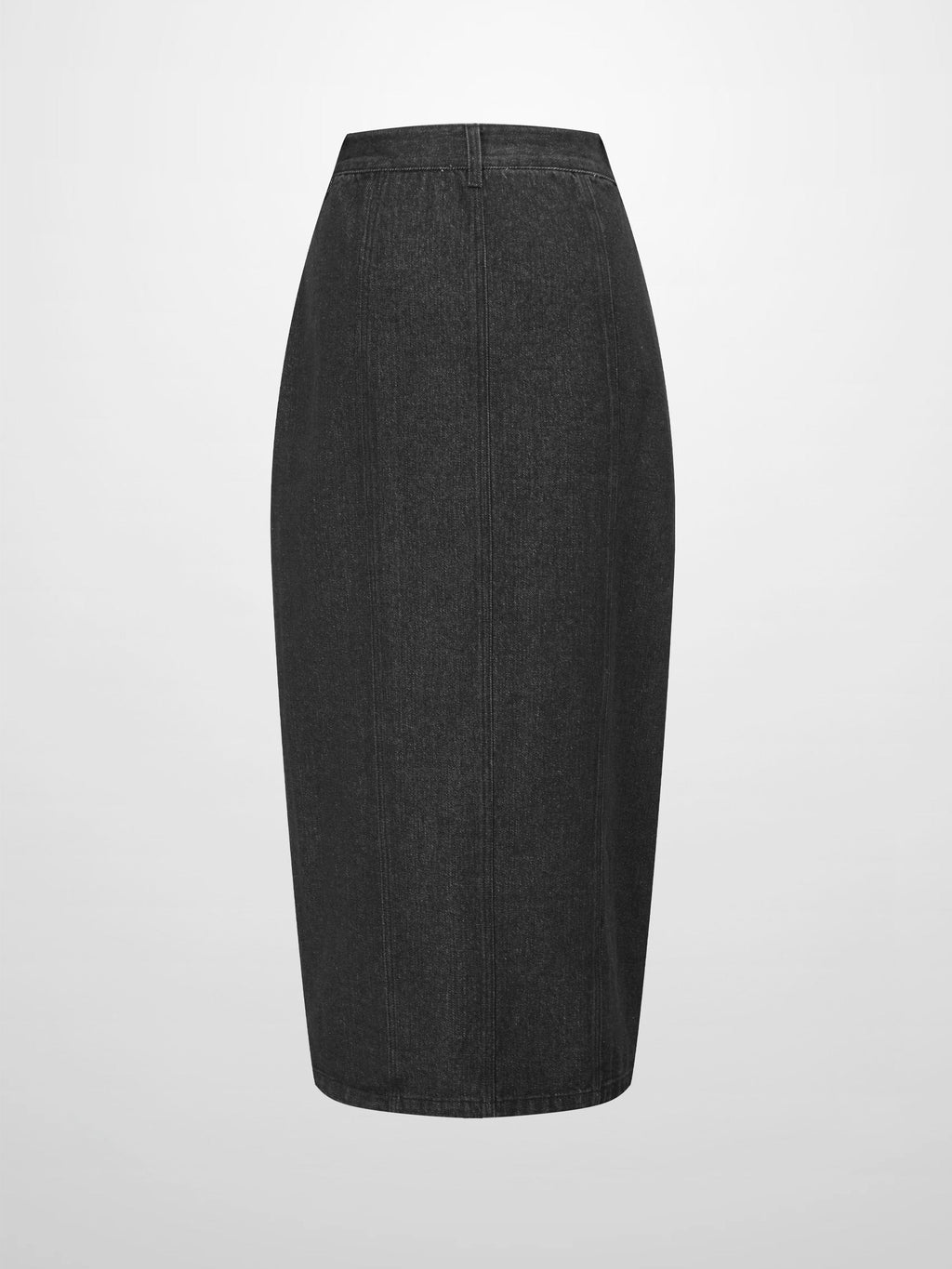 Front Seam Detail Denim Skirt-Black Wash