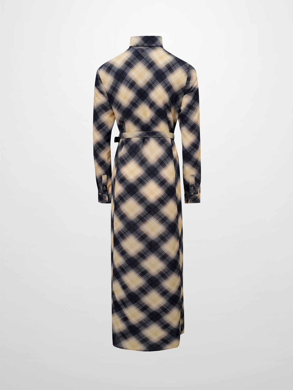 Basic Belted A-Line Dress-Black/White Plaid