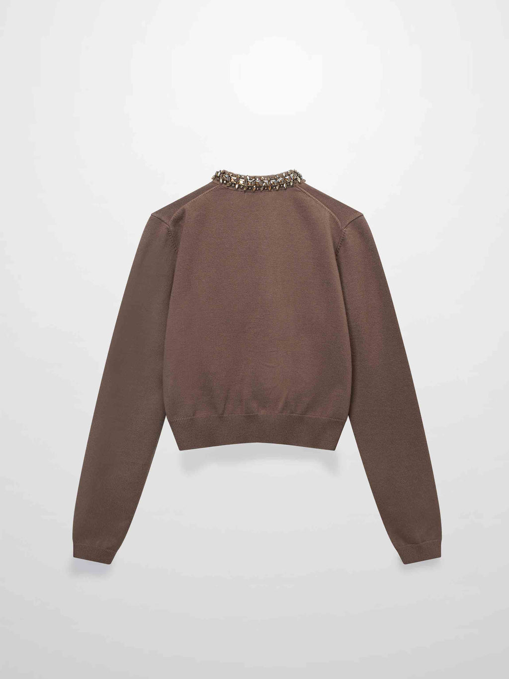 Embellished Cardigan Sweater-Mocha Mousse