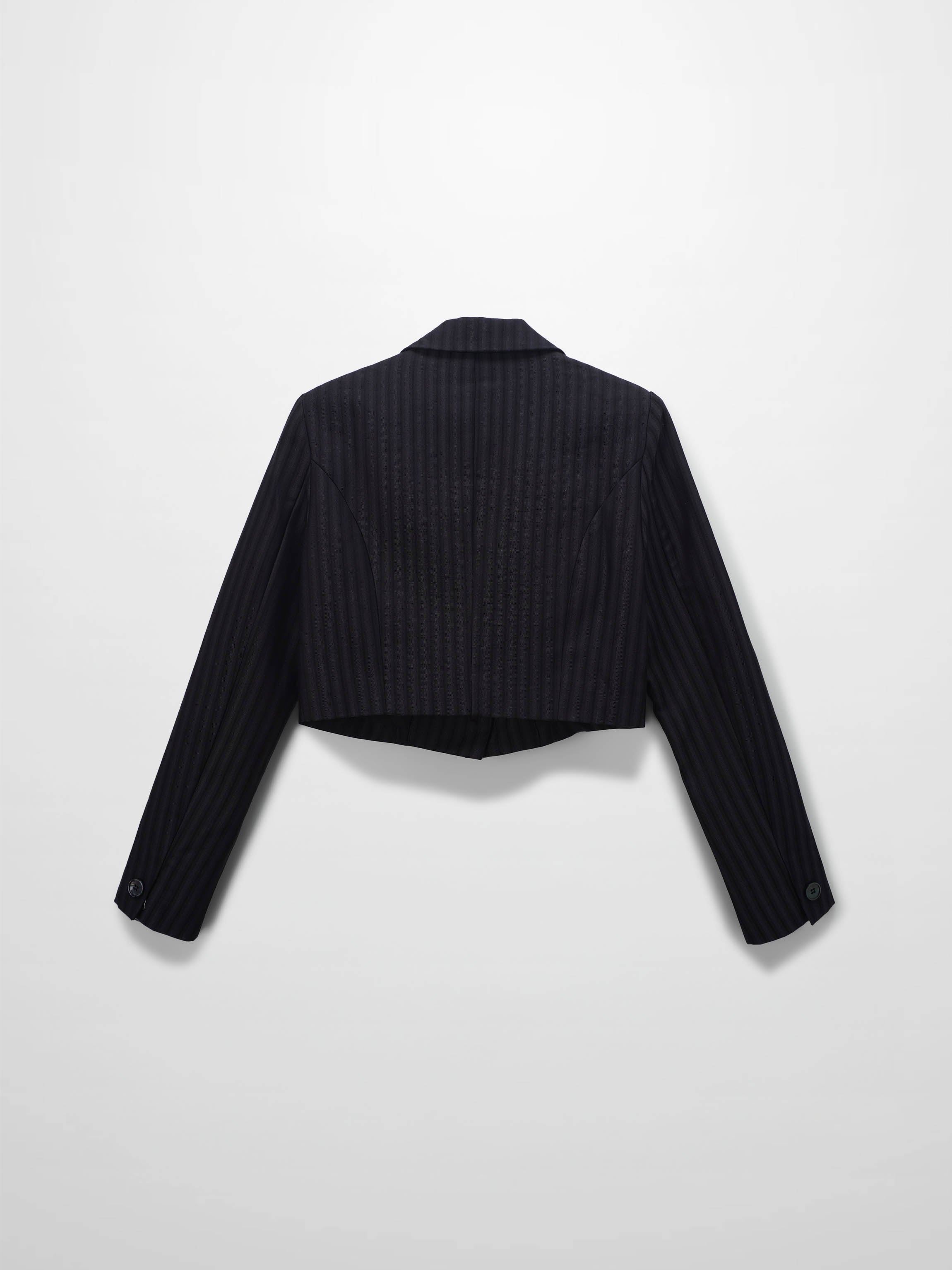 Herringbone Crop Beaded Blazer-Grey/Black