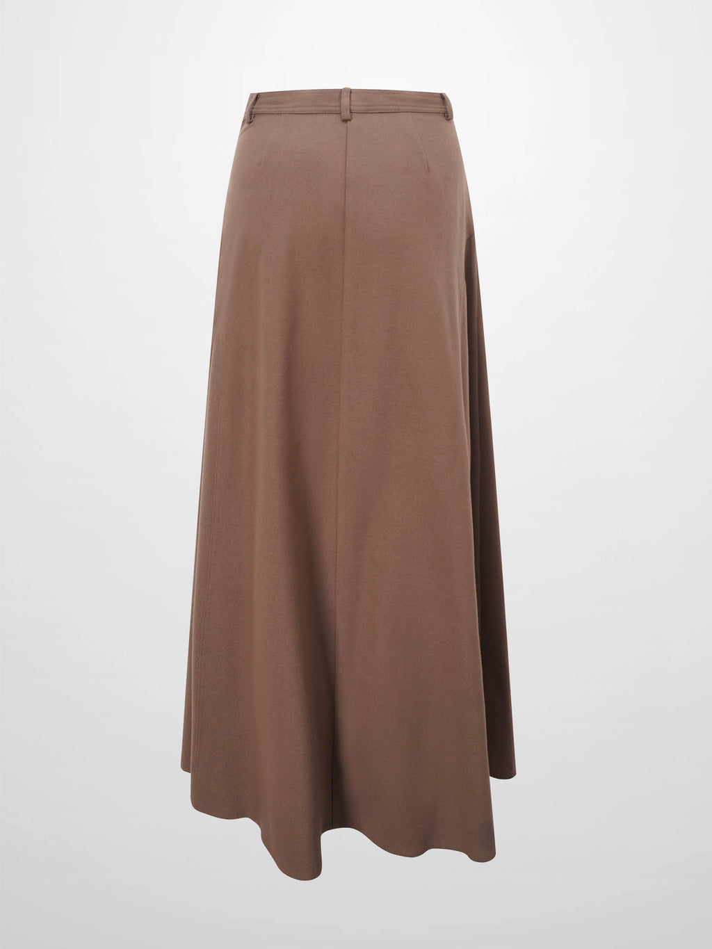 Wool Blend Yoke Skirt 37"-Mocha Mousse