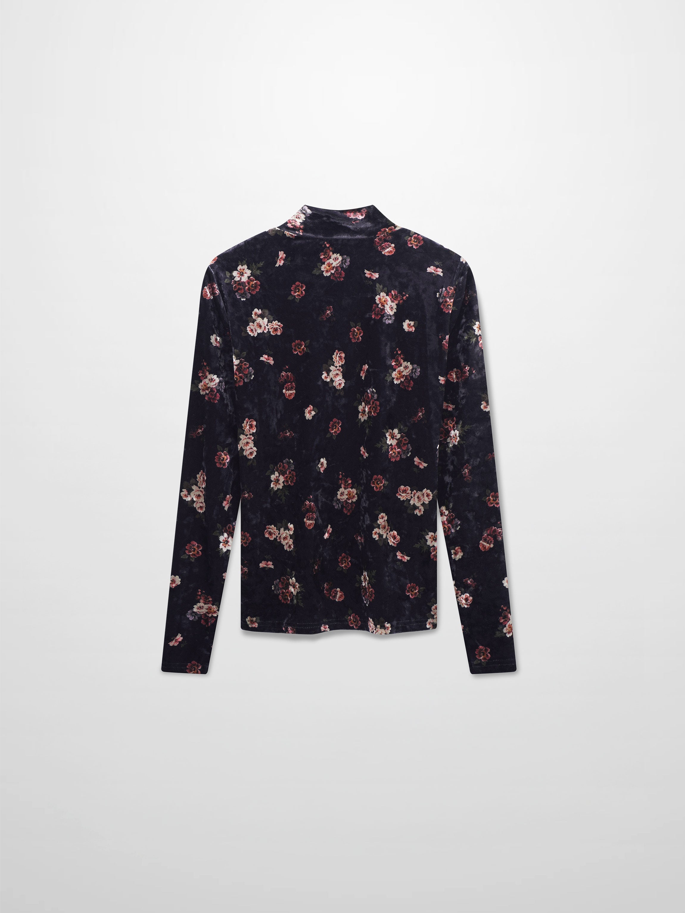 Printed Velour Turtleneck-Rosy