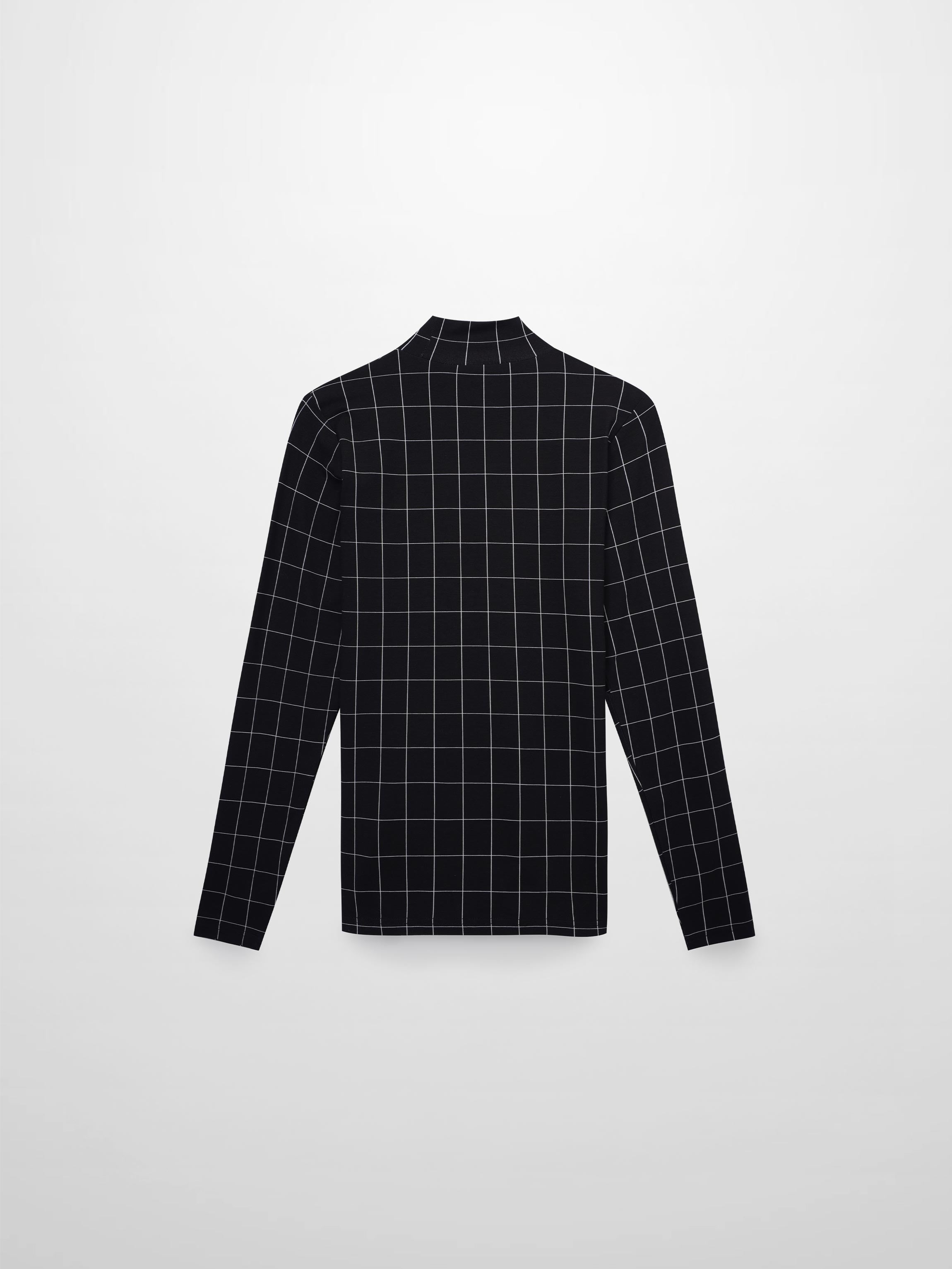 Printed Modal Turtleneck-Black Windowpane