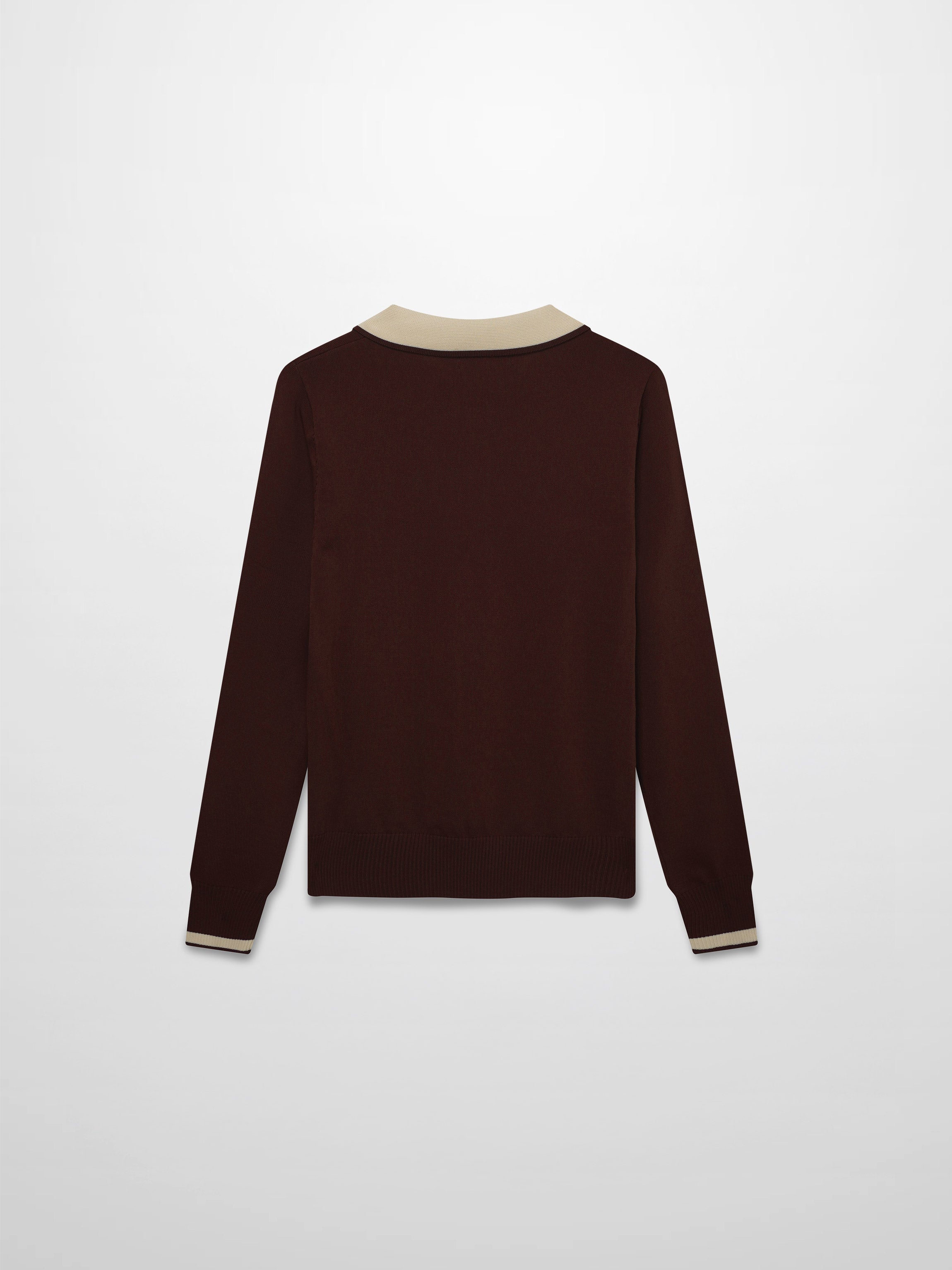 Jewel Button Collar Sweater-Brown/Tan