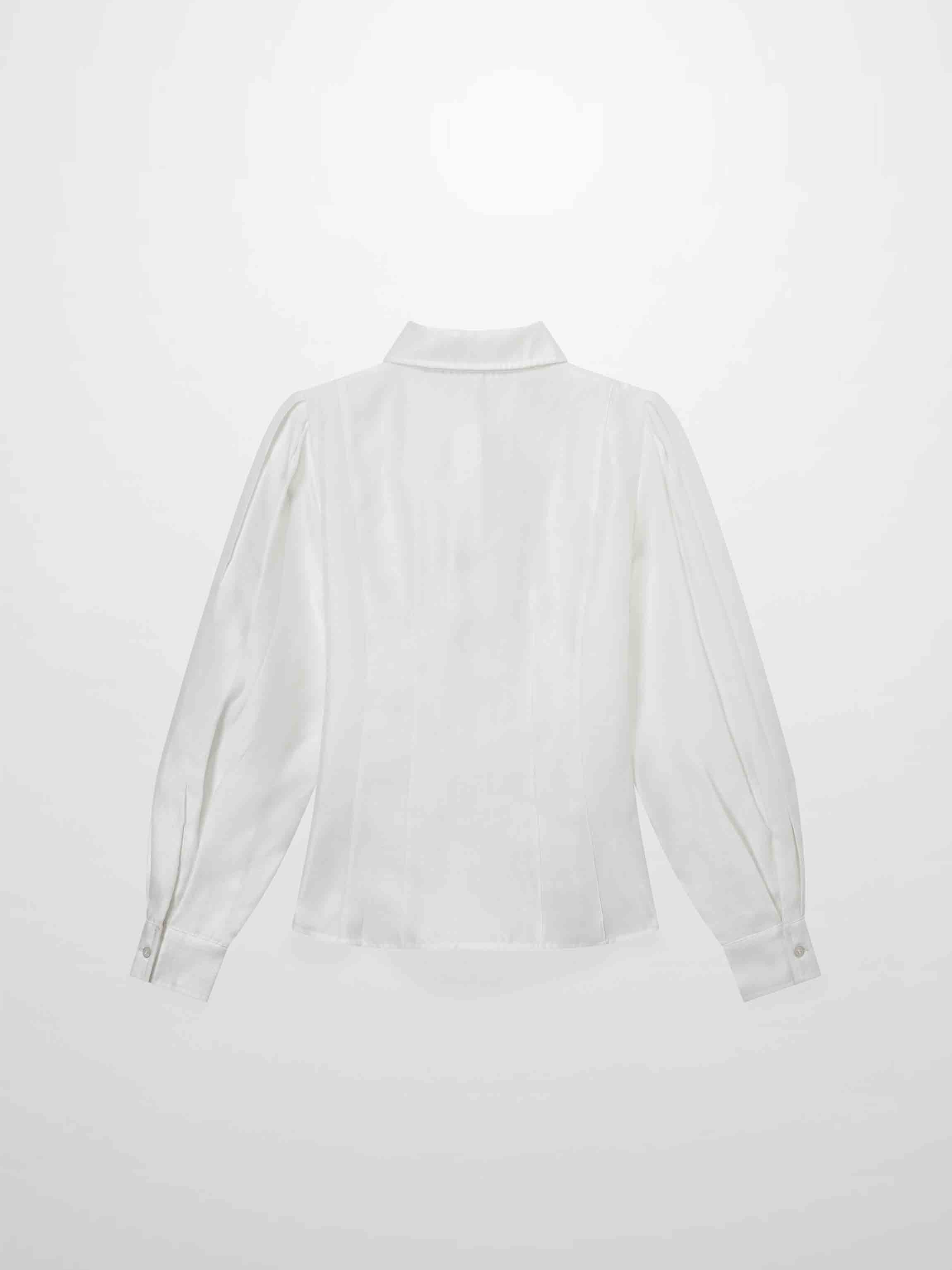 Textured Puff Sleeve Blouse-Cream