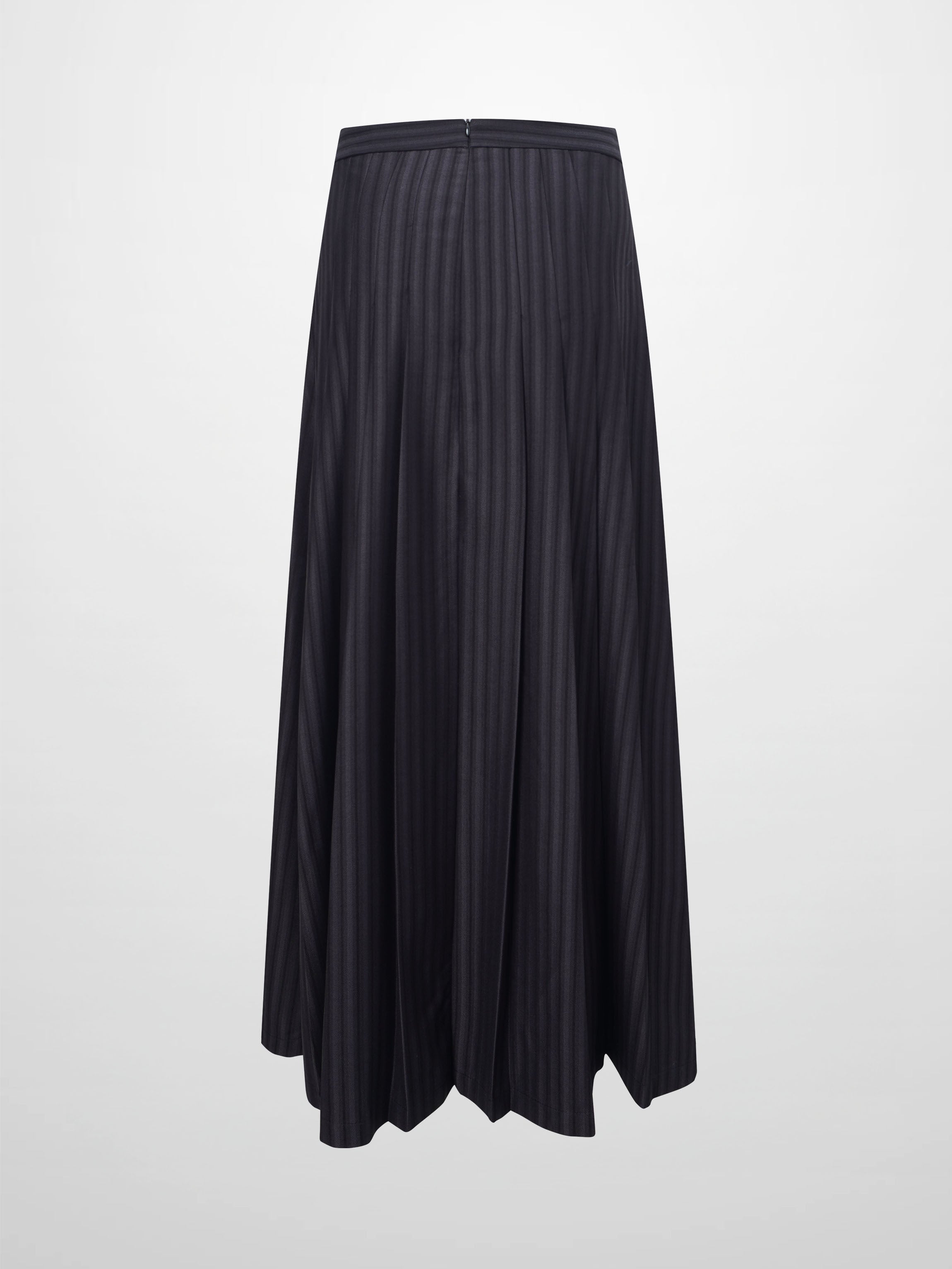 Herringbone Front Pleat Skirt-Grey/Black