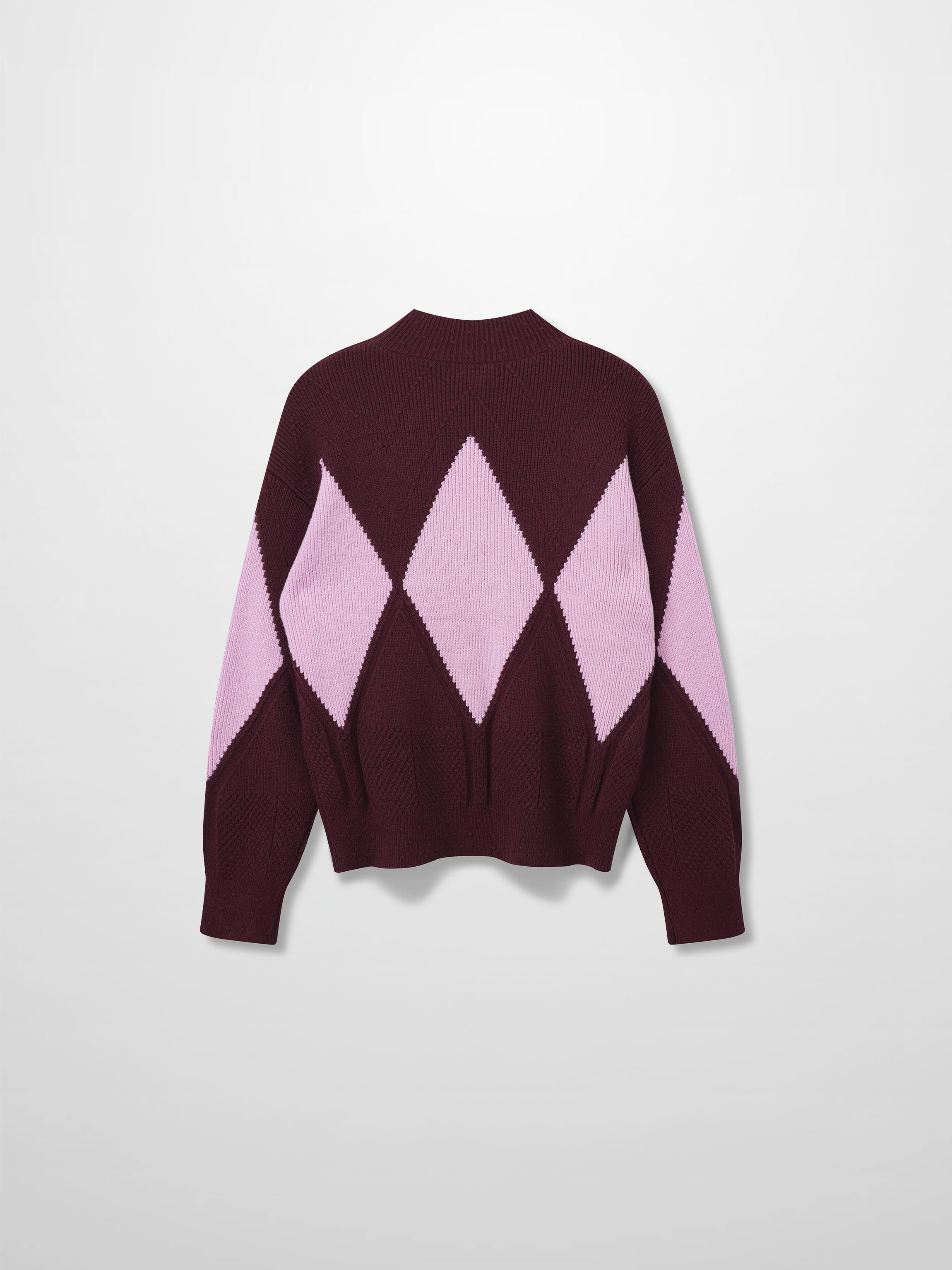 Center Diamond Sweater-Wine/Lilac