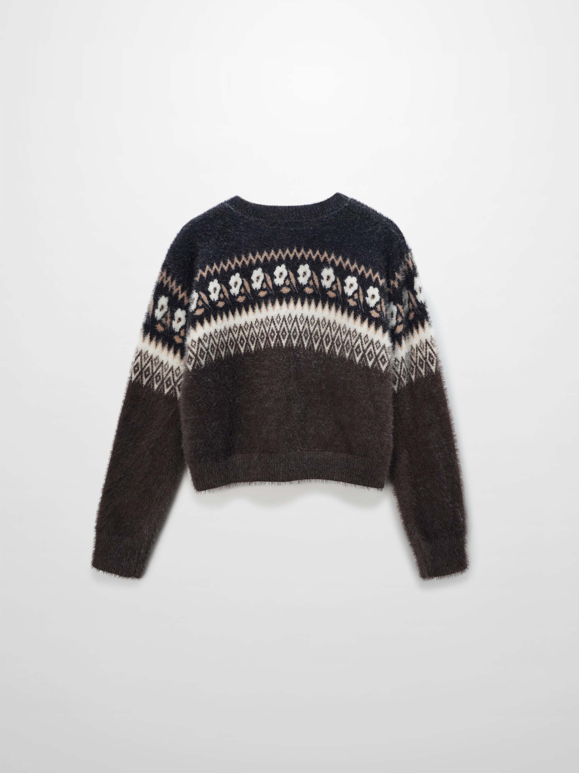 Mohair Crew Cardigan-Aztec Floral