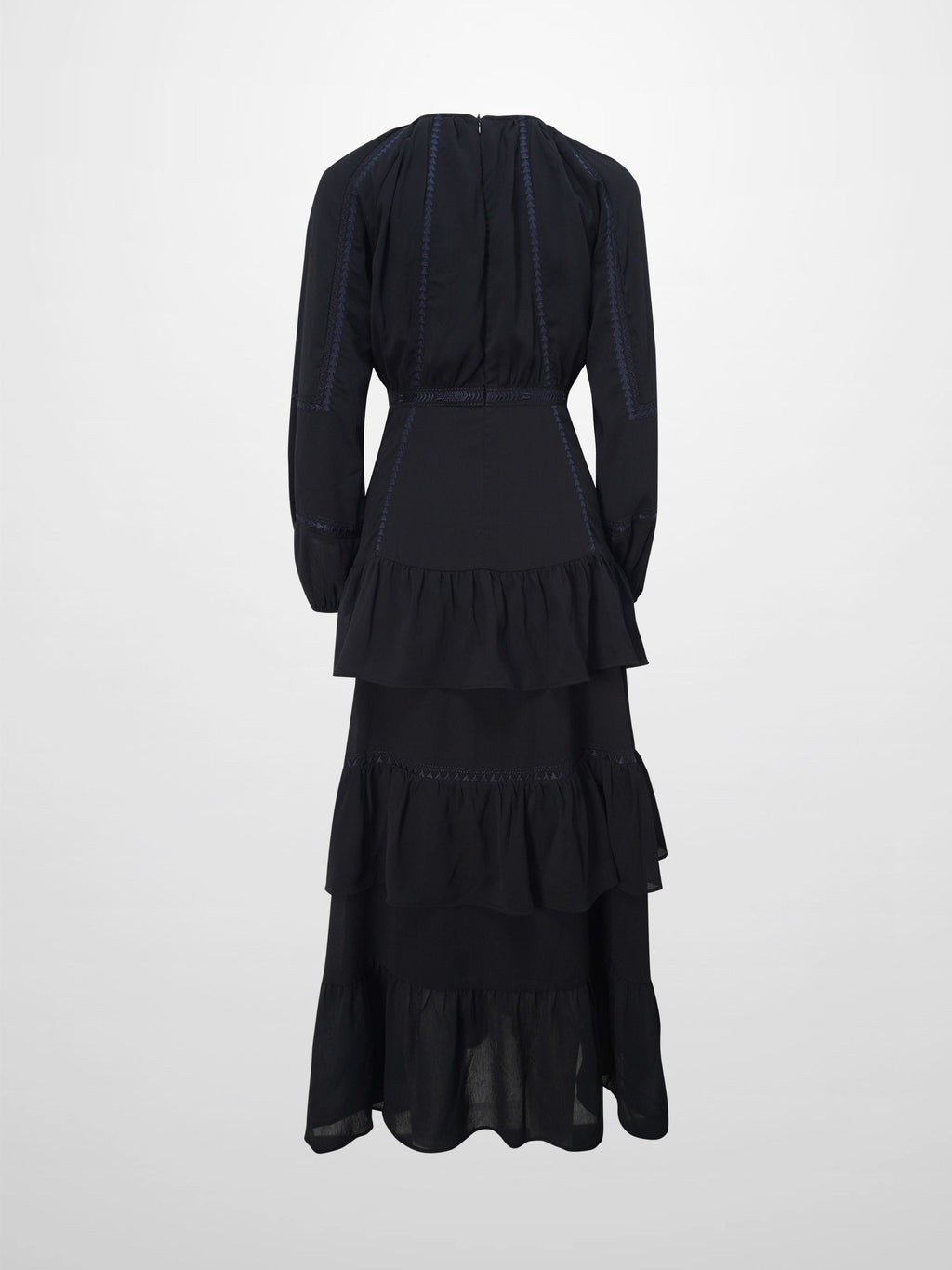 Tiered Dress-Black/Navy