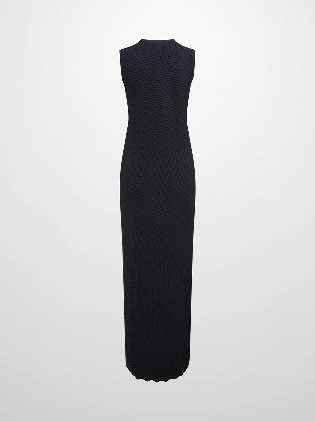 Wave Knit Slip Dress-Black