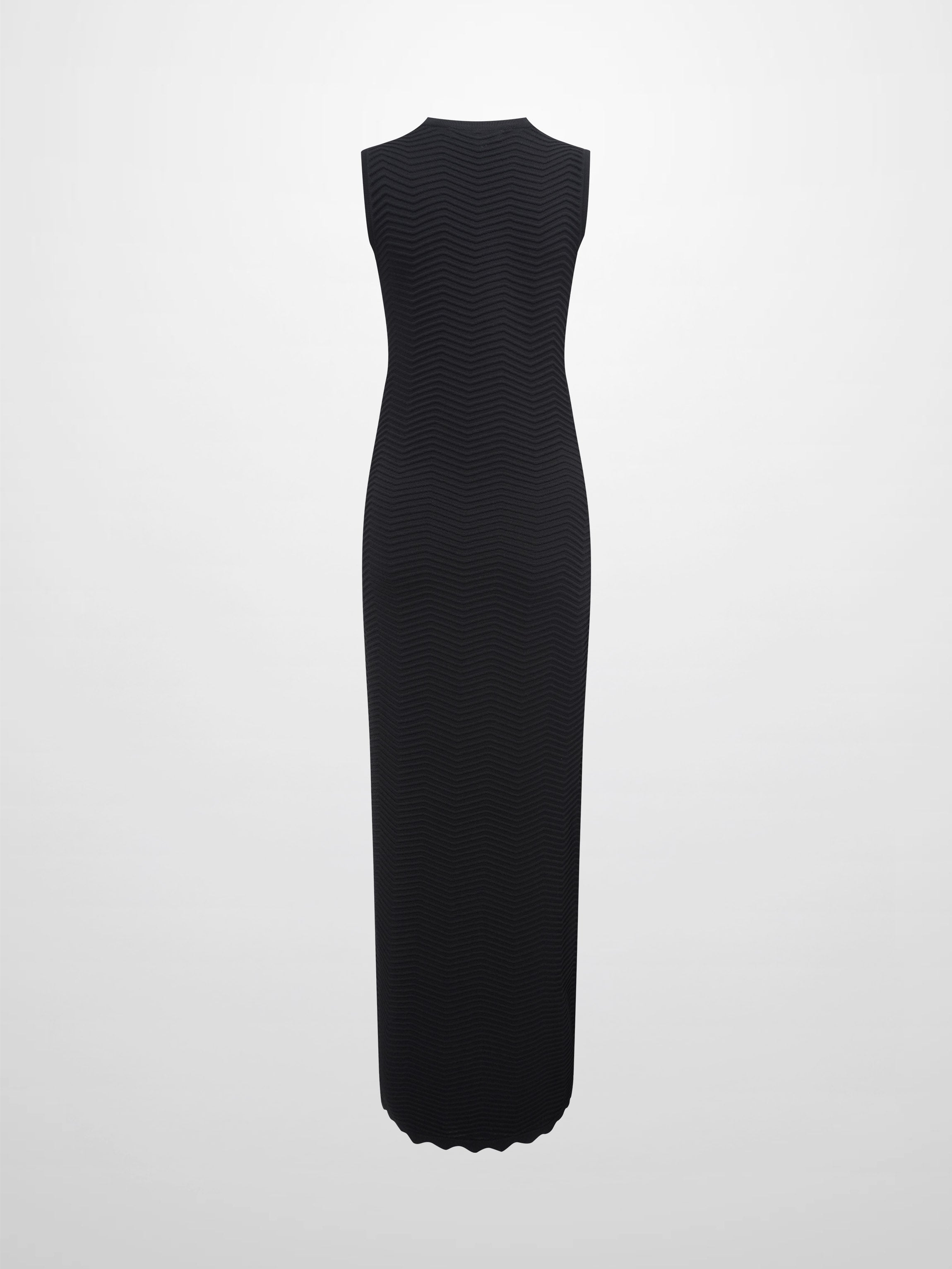 Wave Knit Slip Dress-Black