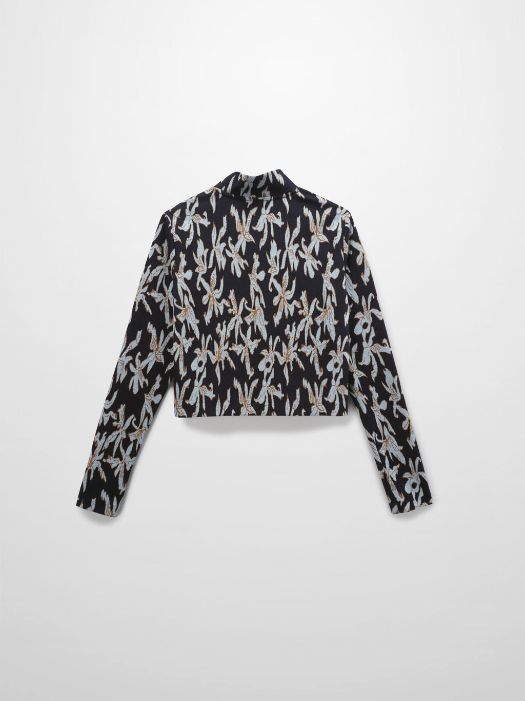 Boxy Mock Neck Top-Blue Floral