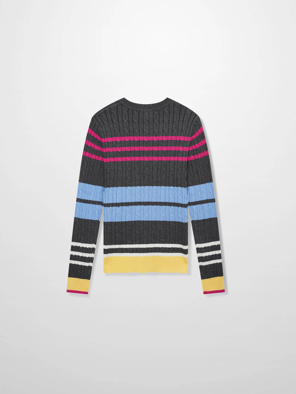 Striped Cable Sweater-Grey Stripe