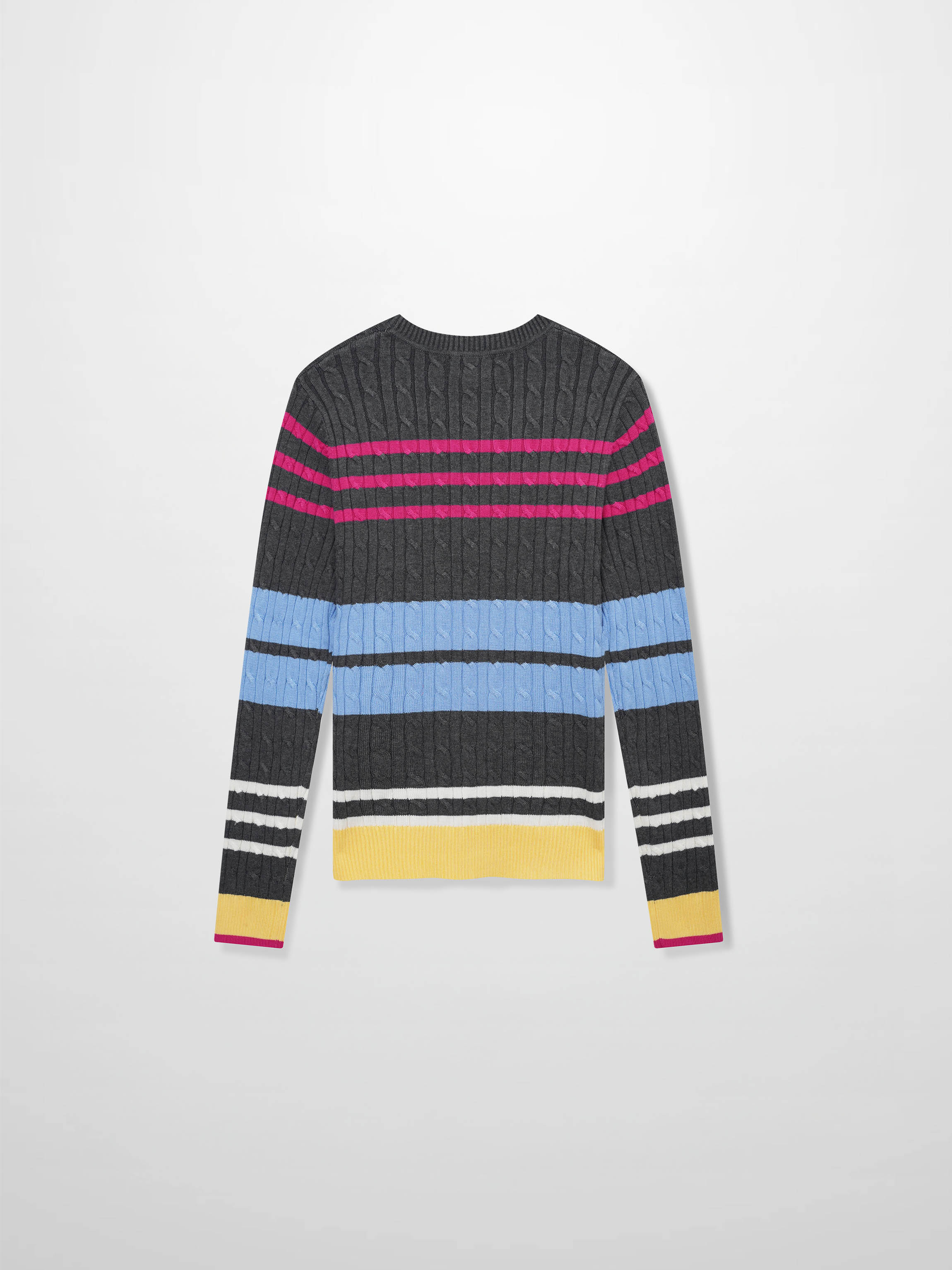 Striped Cable Sweater-Grey Stripe