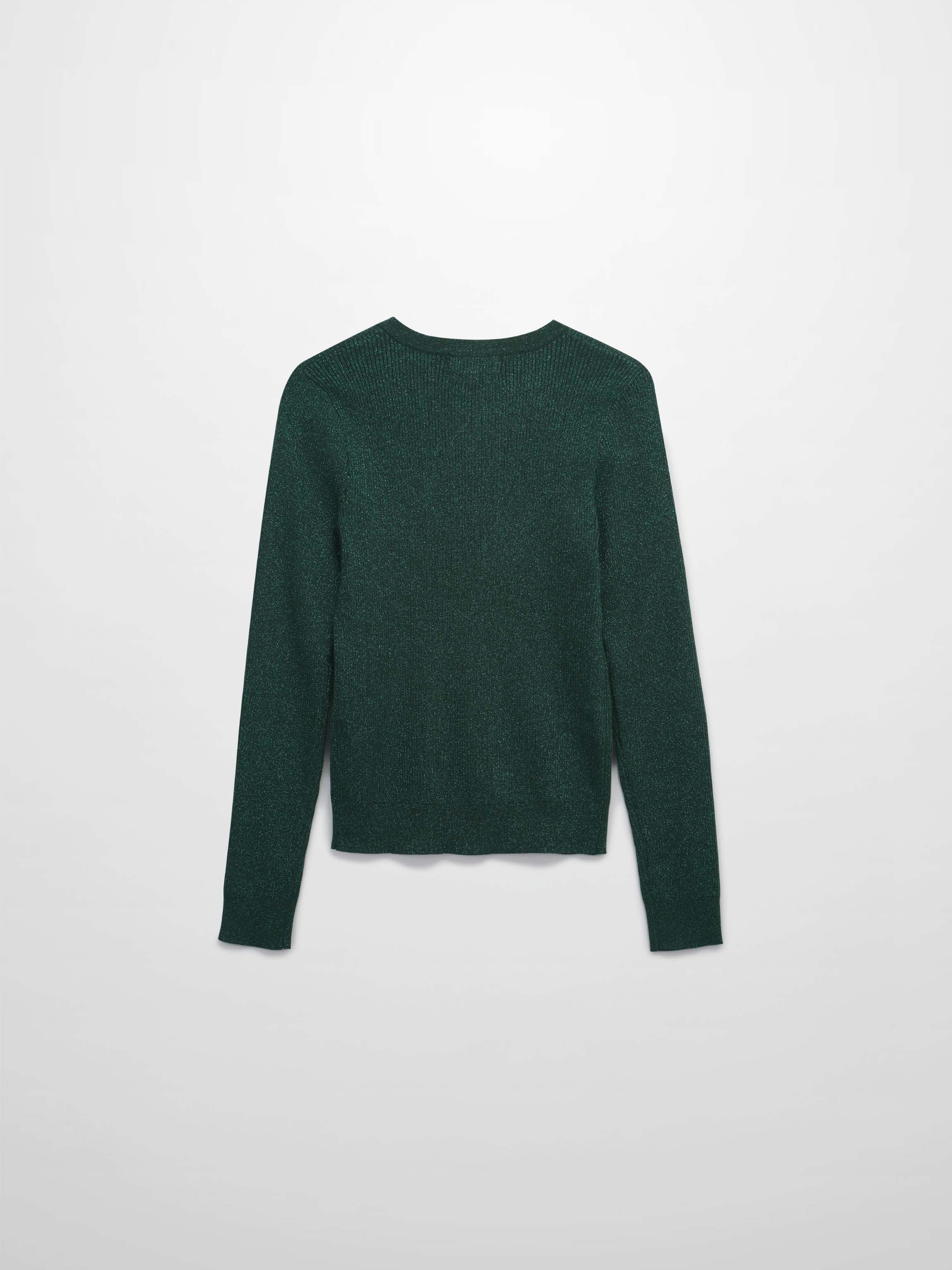 Lurex Ribbed Sweater-Hunter Green