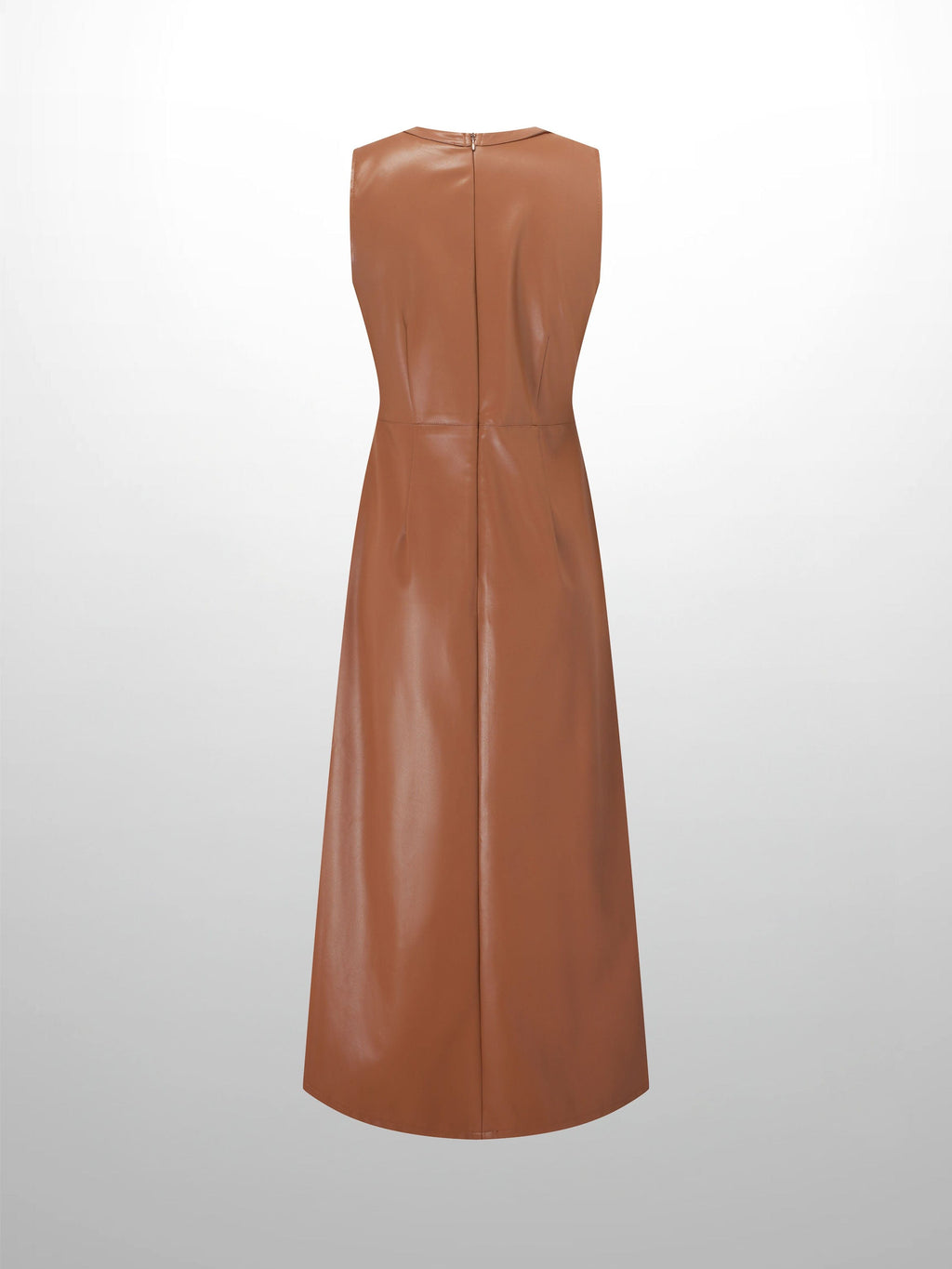 Faux Leather Seamed Jumper-Brown