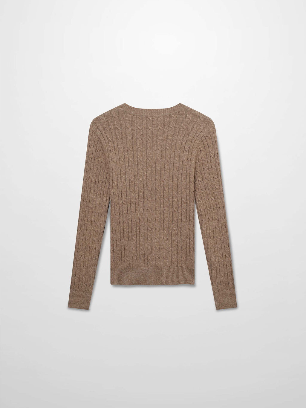 Crew Neck Cable Sweater-Heathered Camel