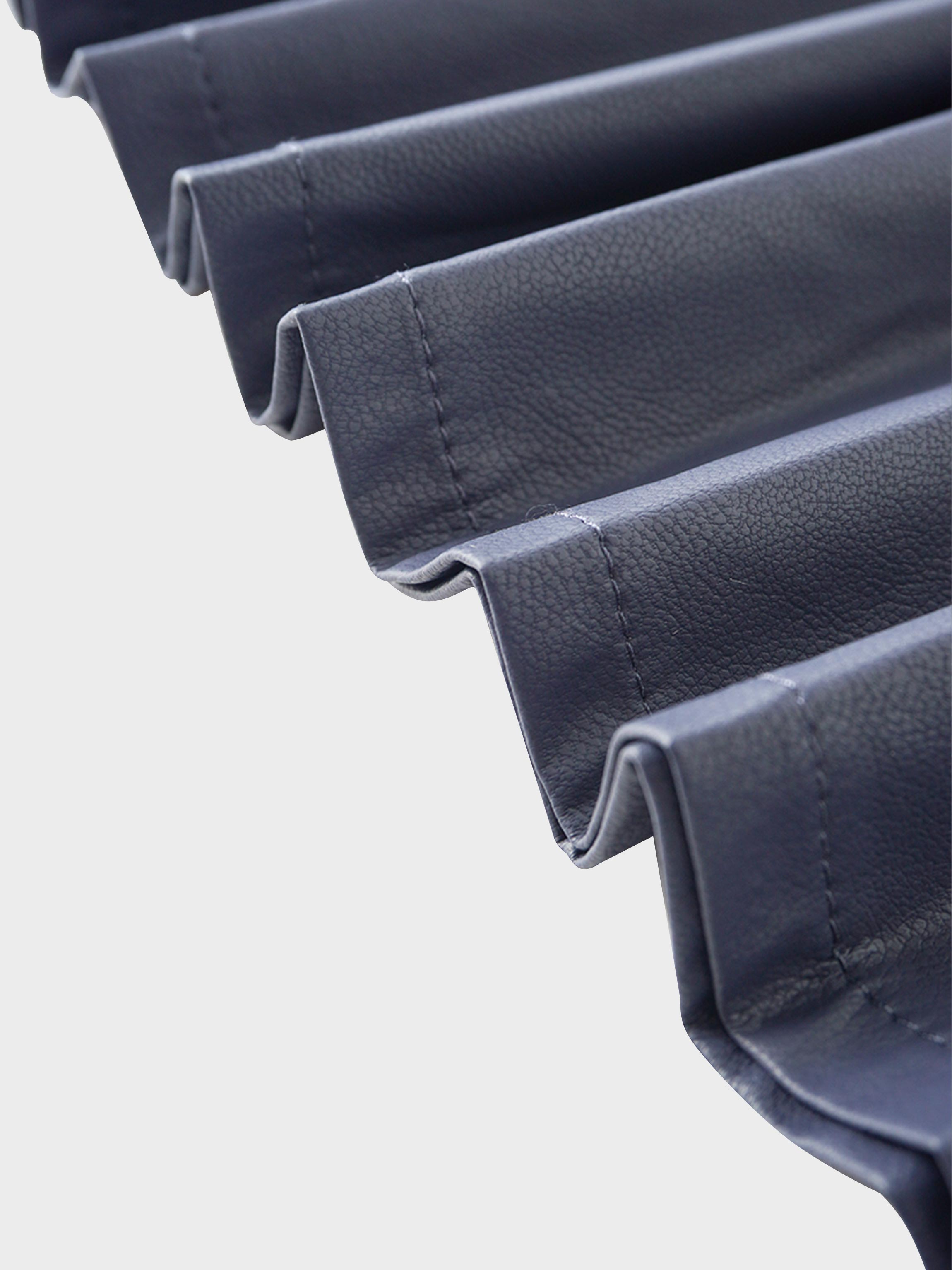 Accordion Pleated Faux Leather Skirt-Navy