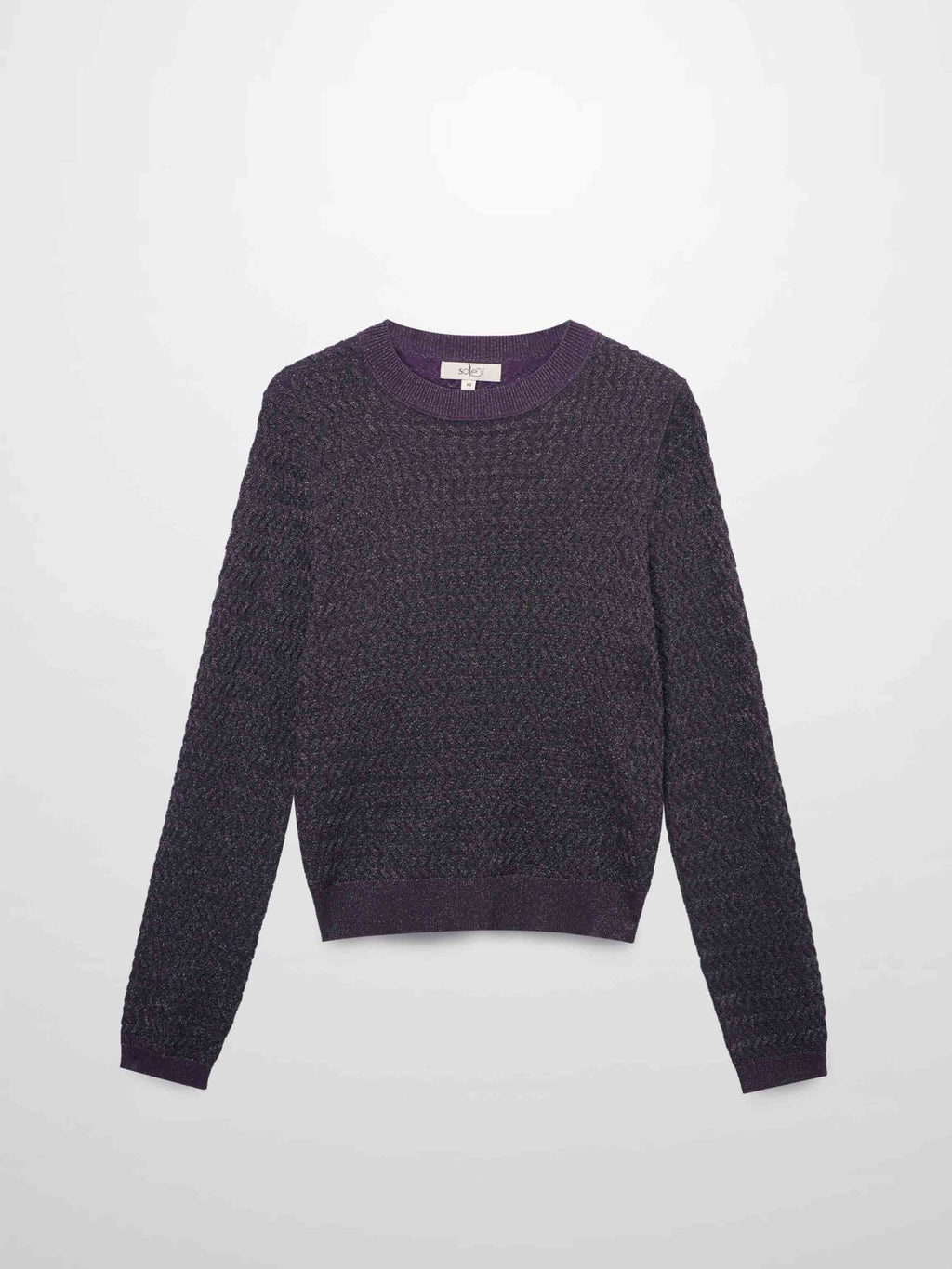 Textured Lurex Crew Sweater-Wine