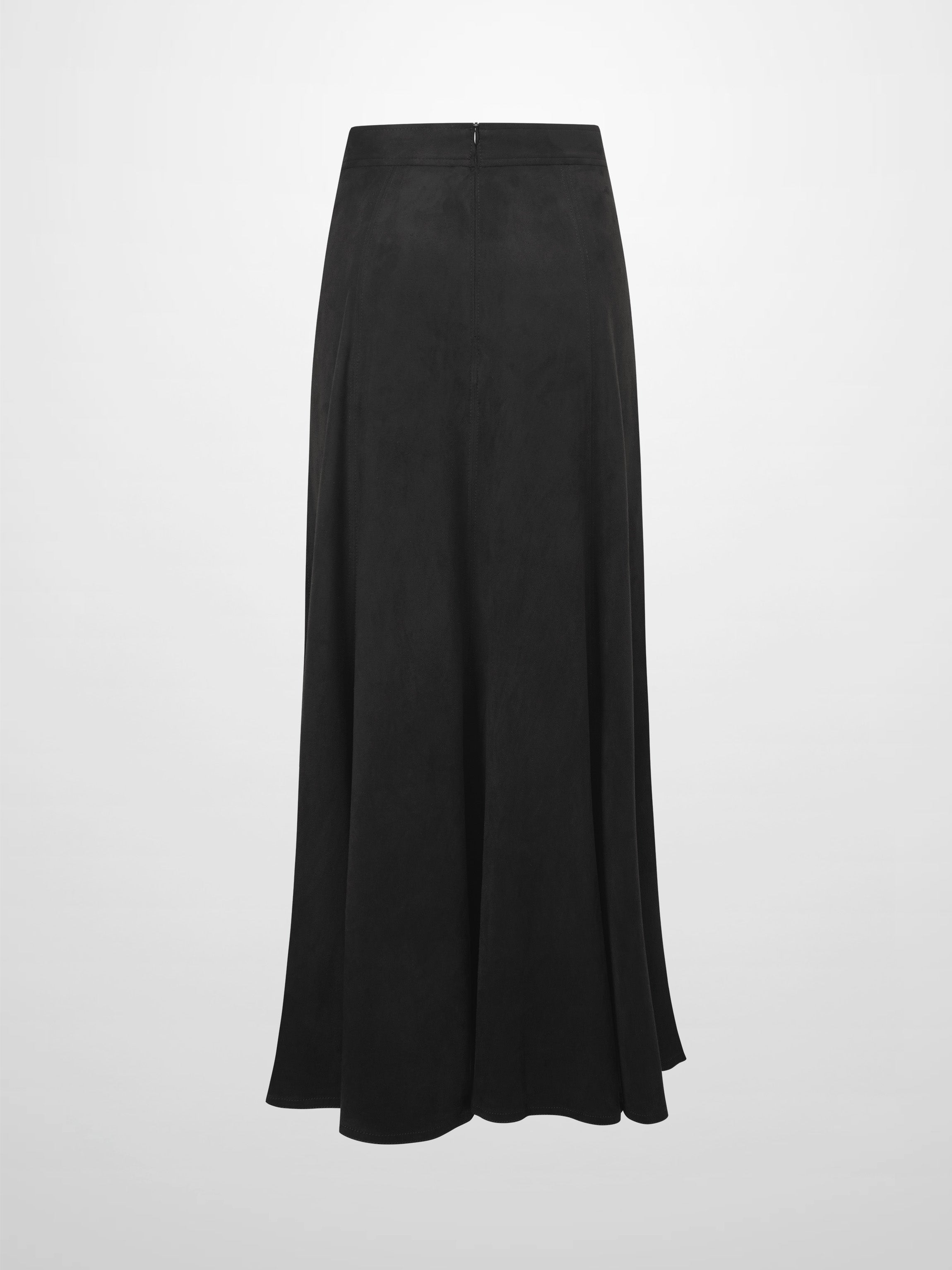 Suede Trumpet Skirt-Black