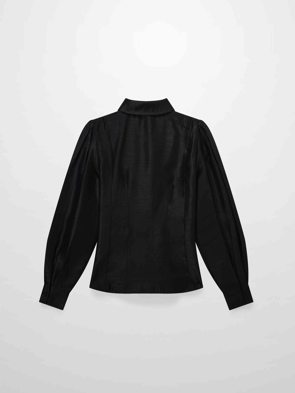 Textured Puff Sleeve Blouse-Black