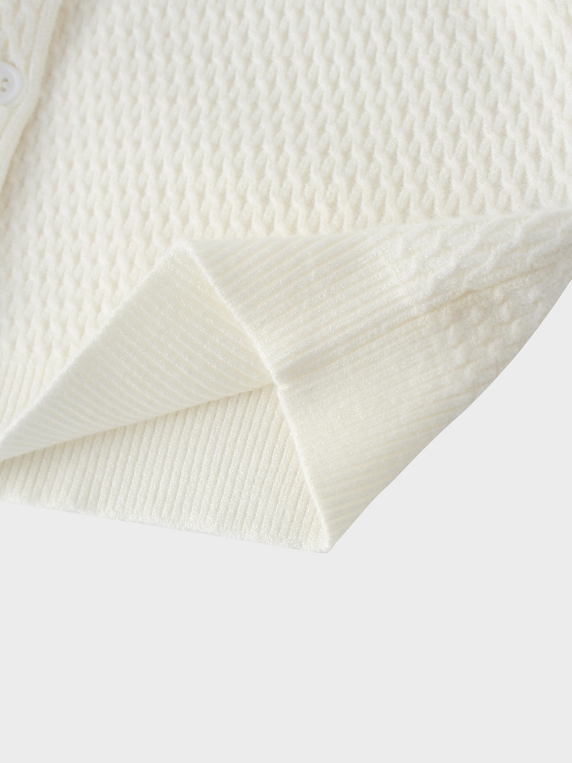 Textured Crew Cardigan-Ivory