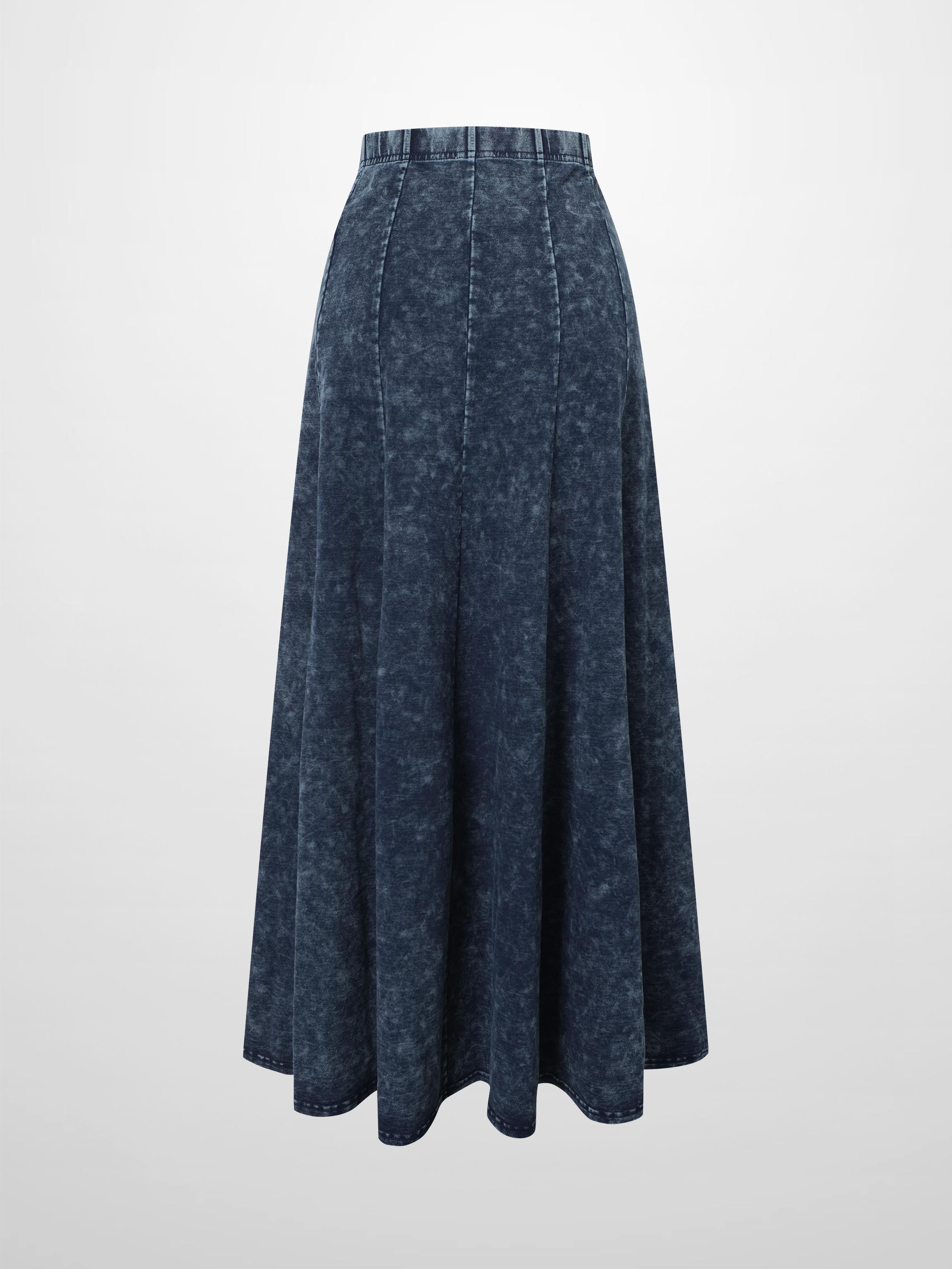 Paneled Flare Skirt 37"-Blue Wash