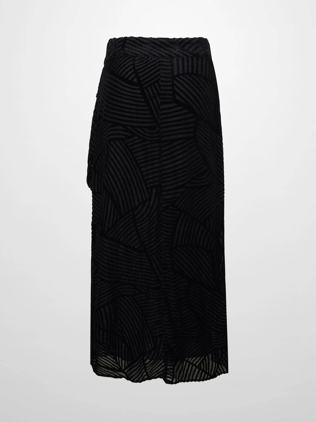 Velvet Side Overlay Skirt-Striped