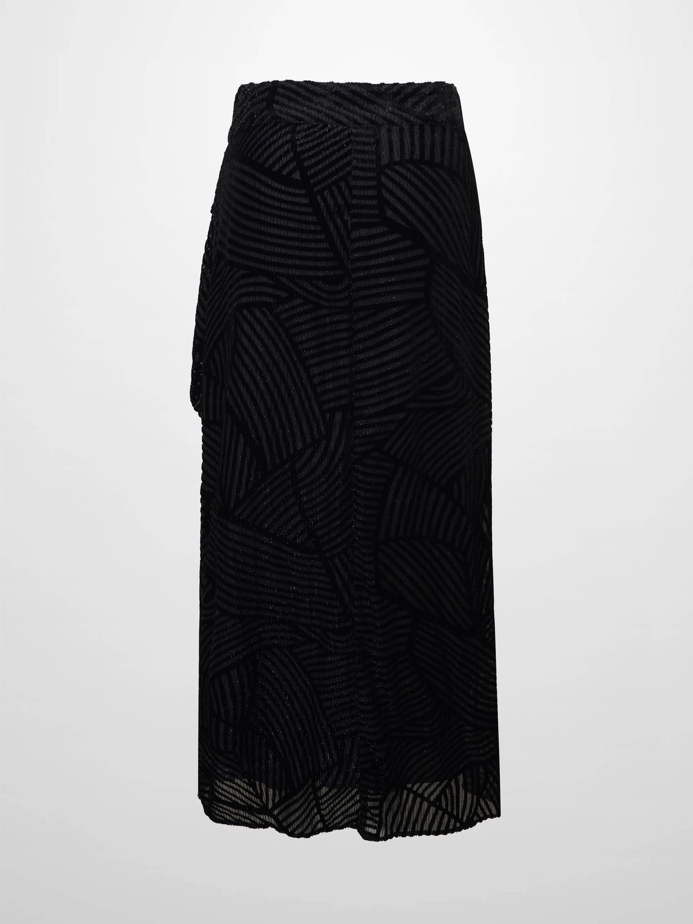 Velvet Side Overlay Skirt-Striped