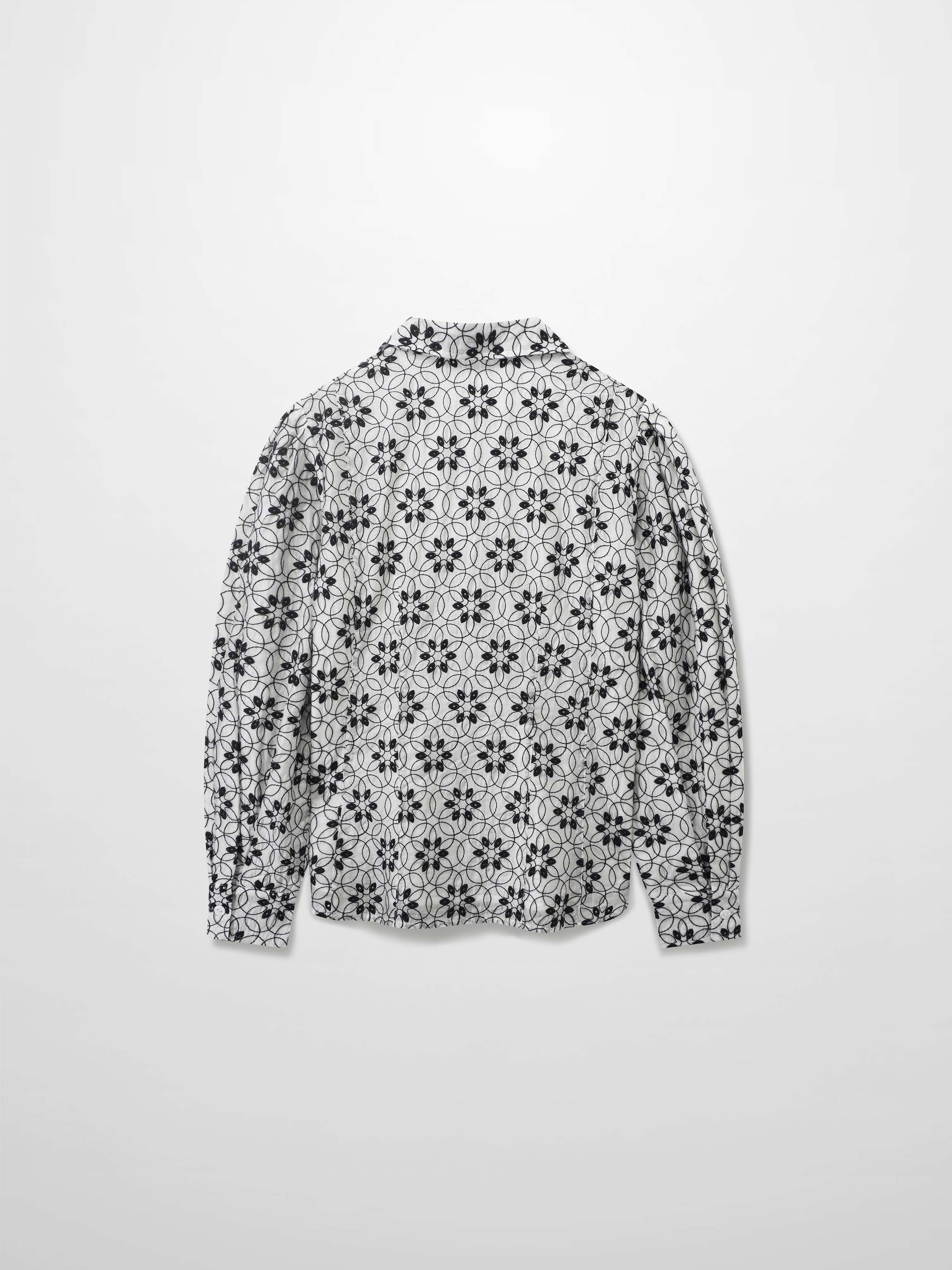 Embroidered Puff Sleeve Blouse-Floral