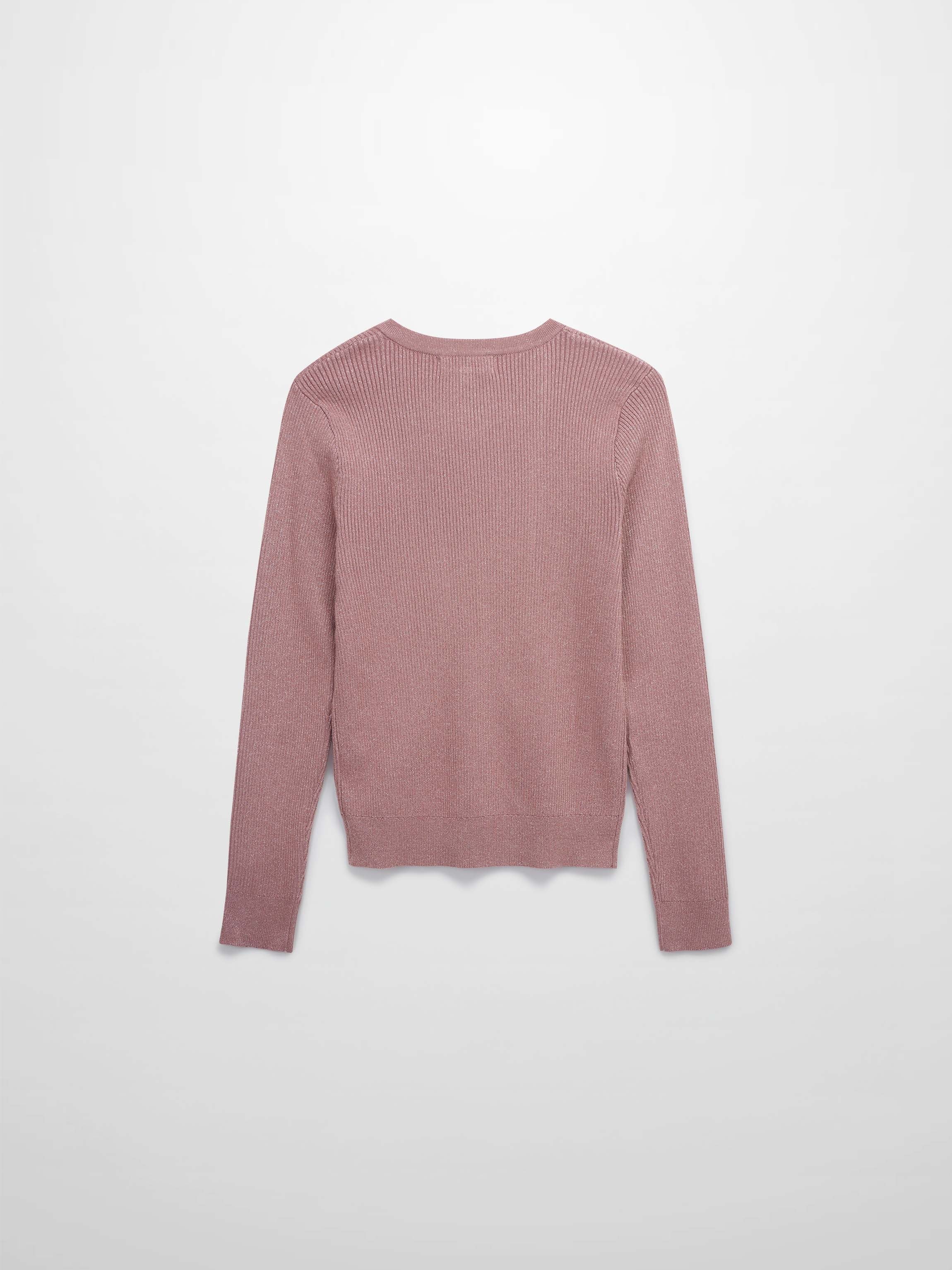 Lurex Ribbed Sweater-Mauve