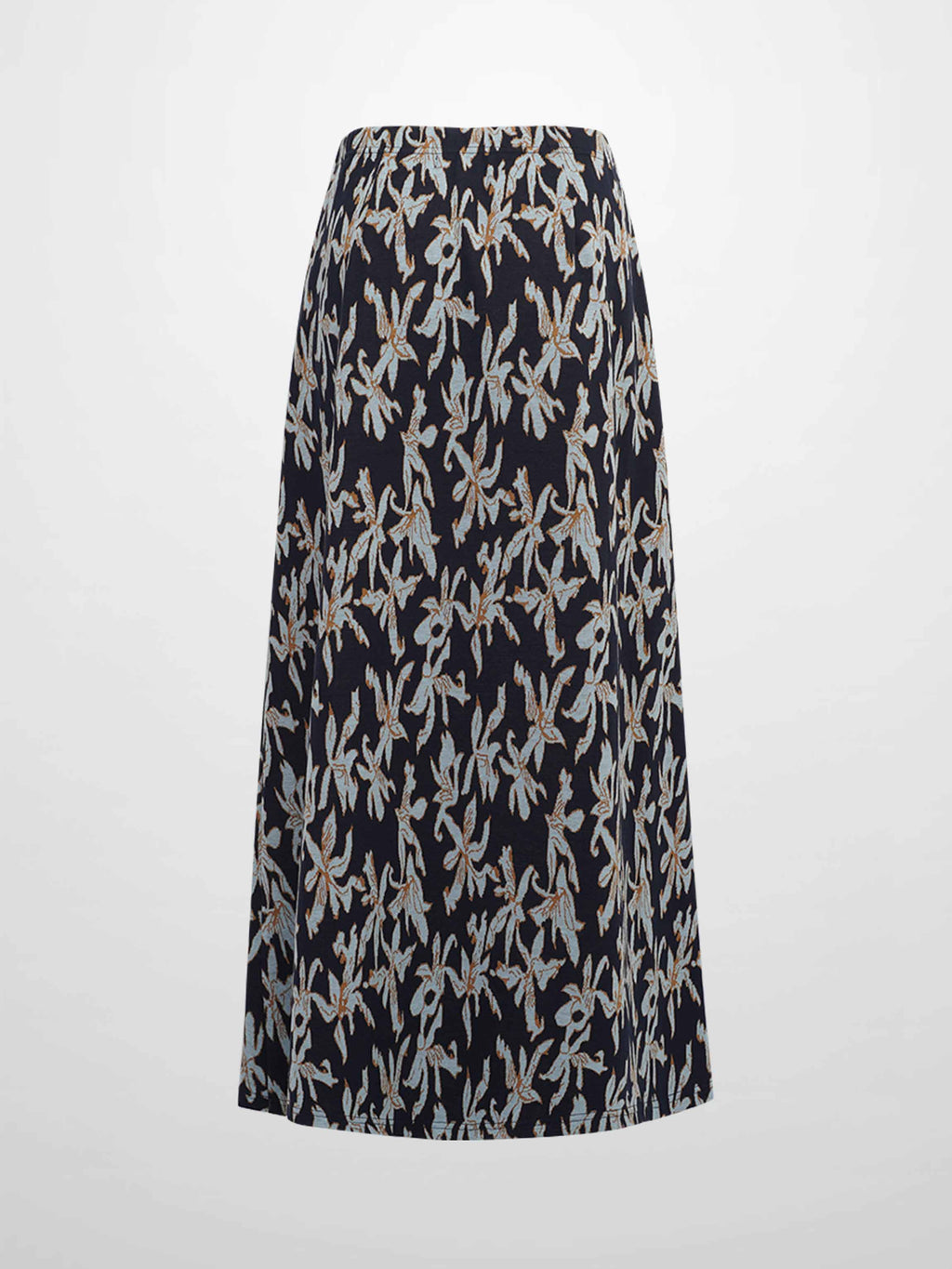 Elastic Waist Maxi Skirt-Blue Floral