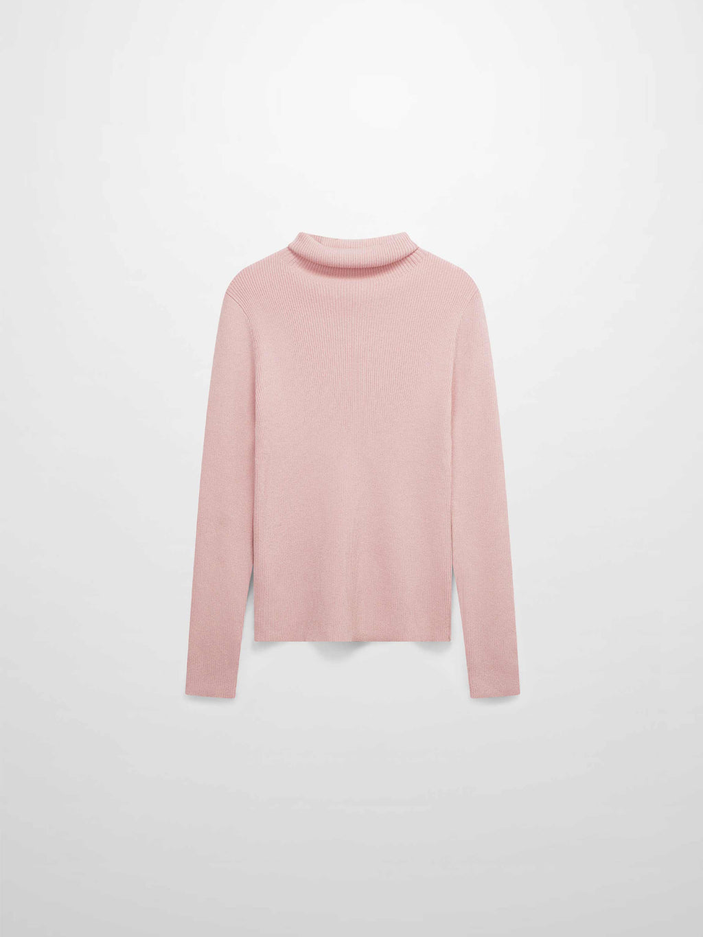 Lurex Ribbed Knit Turtleneck-Pink