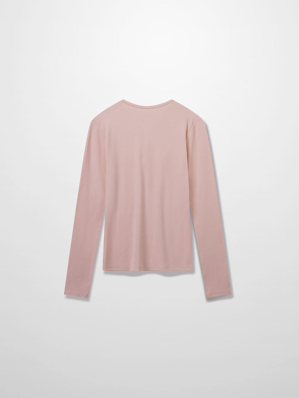 RIBBED HIGH V TEE LS-BABY PINK