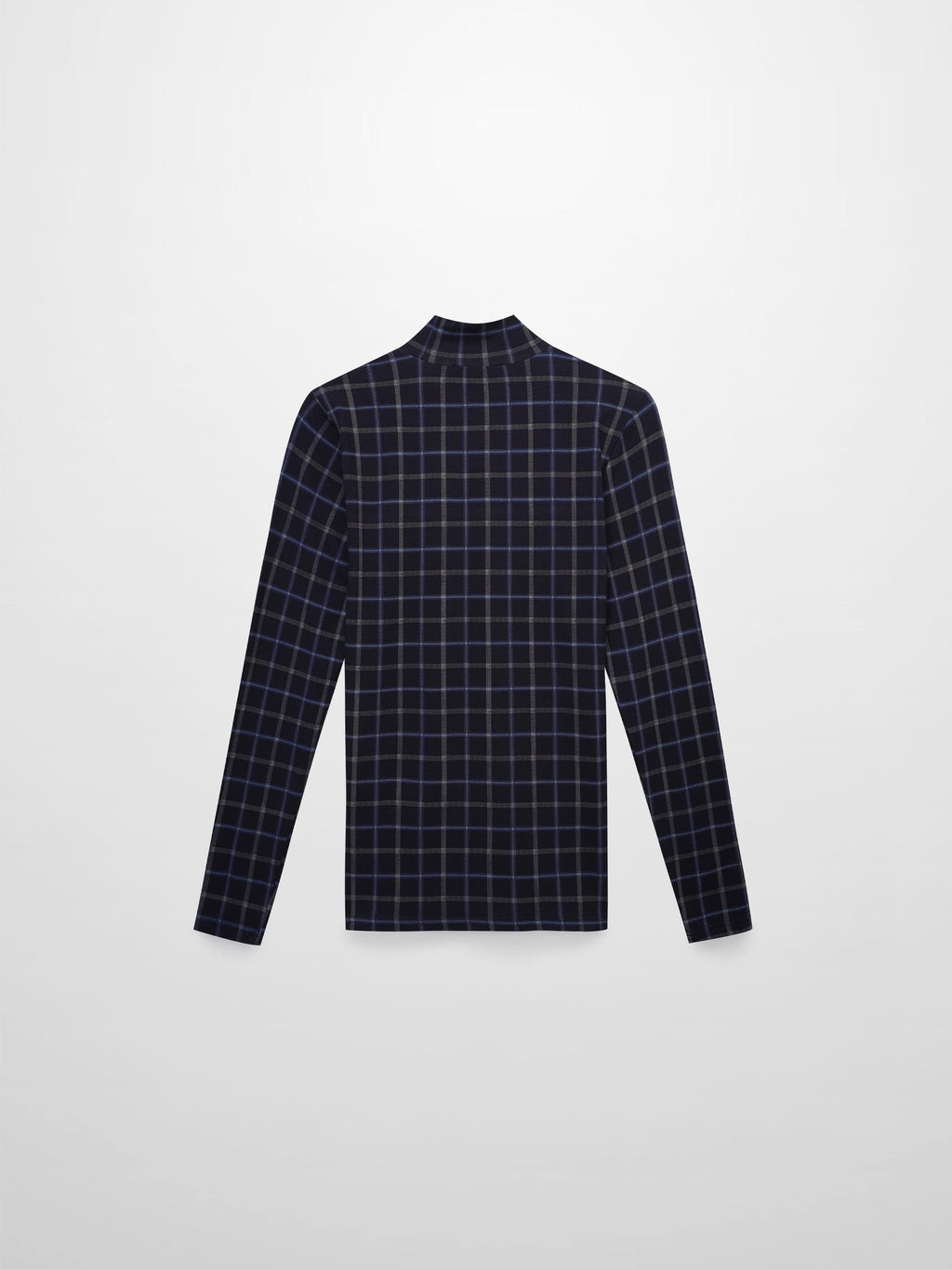 Printed Modal Turtleneck-Blue Plaid