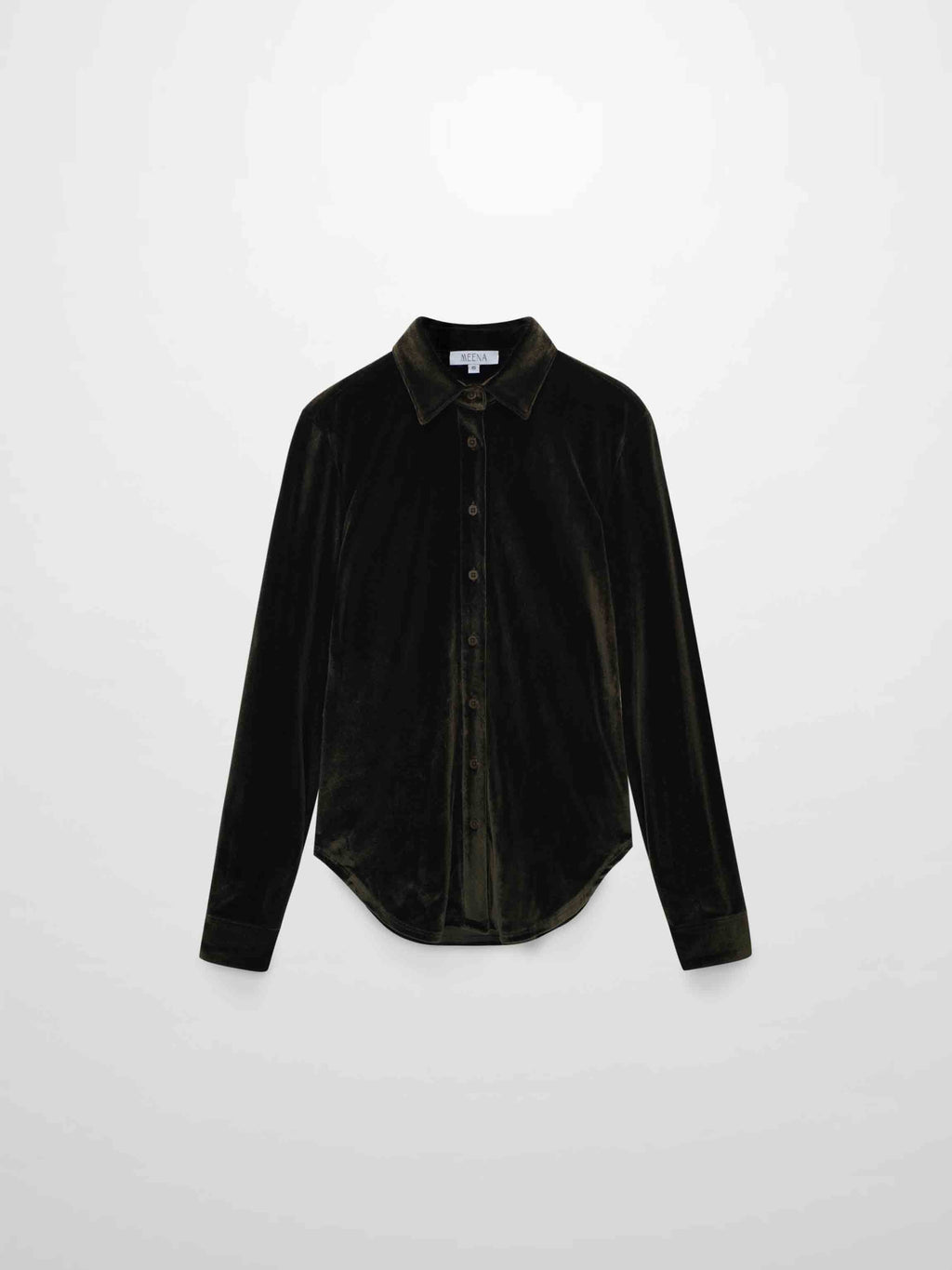 Velour Button Down Blouse-Green