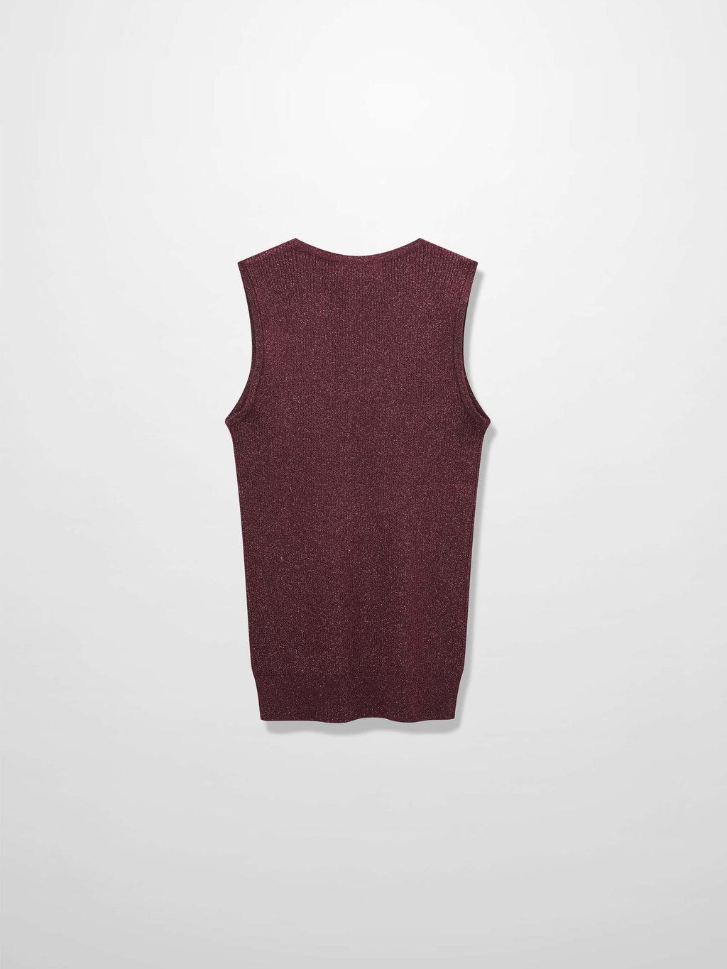 Lurex Sleeveless Sweater-Heathered Burgundy