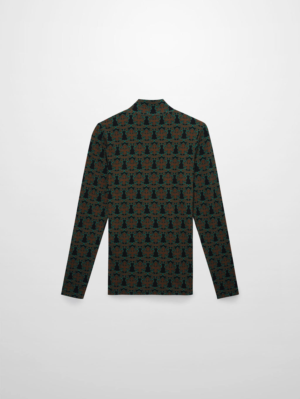Printed Modal Turtleneck-Green/Brown Clover