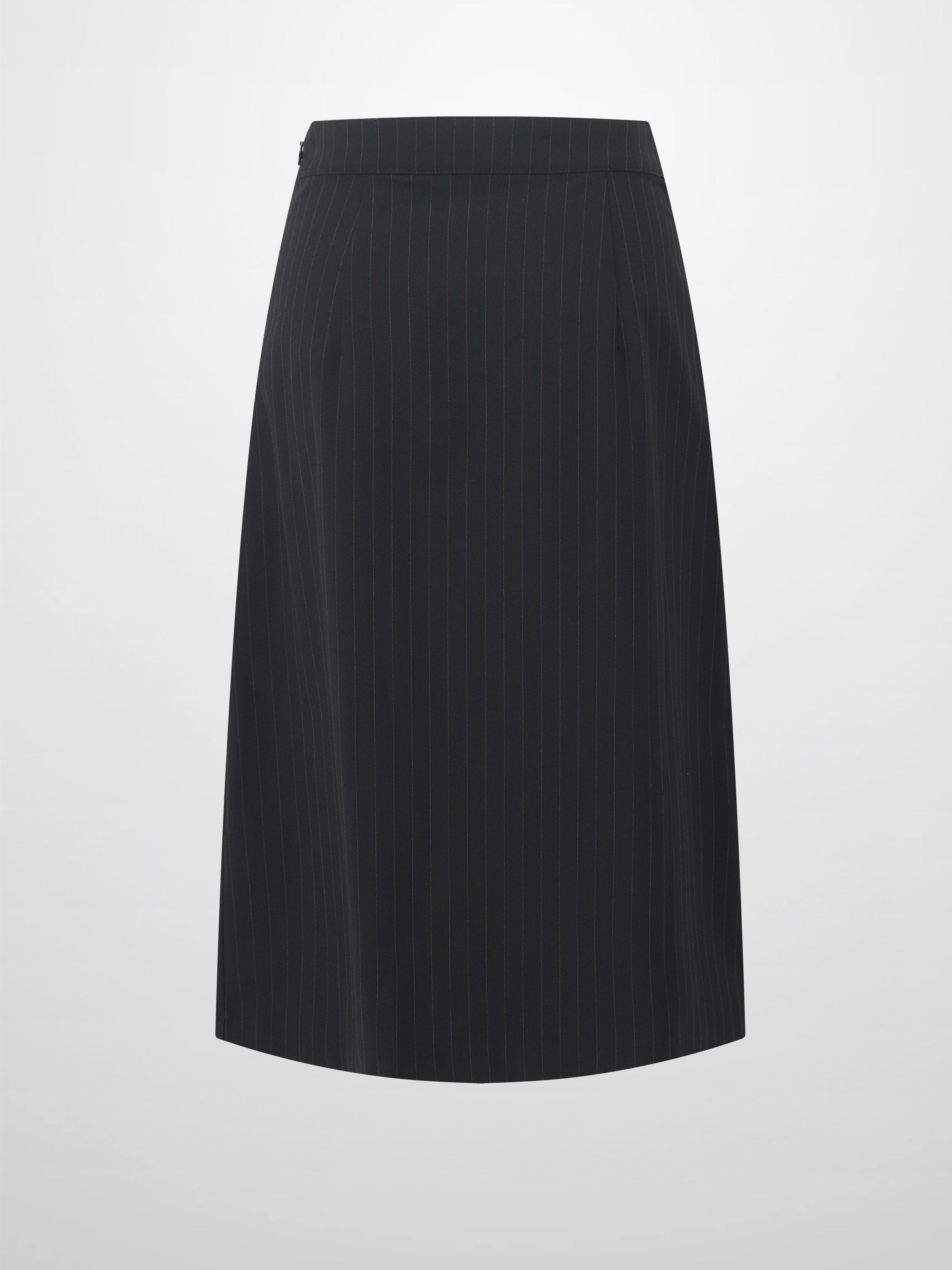 Faux Wrap Pleated Front Buckle Skirt-Pinstripe/Plaid