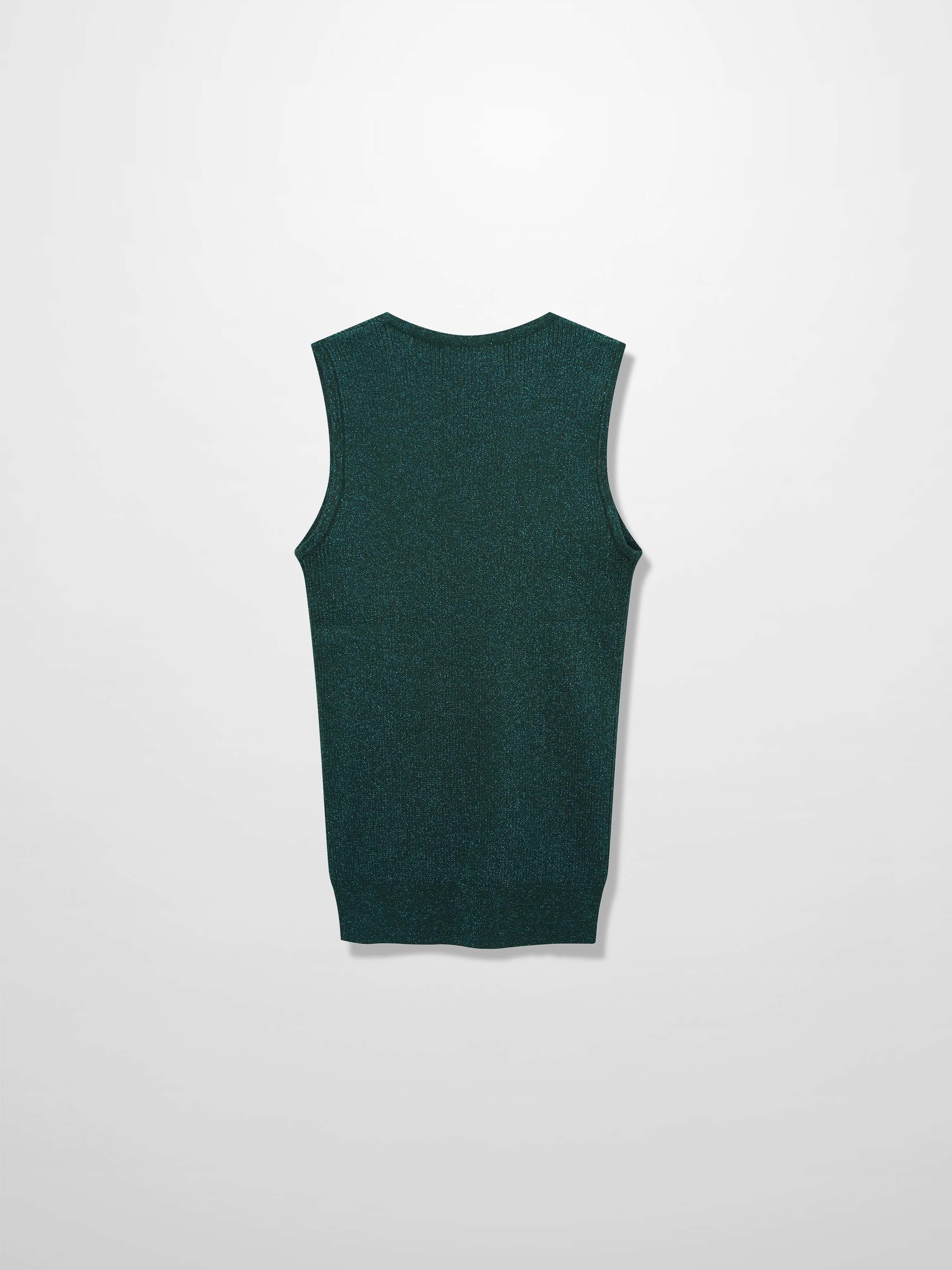 Lurex Sleeveless Sweater-Hunter Green