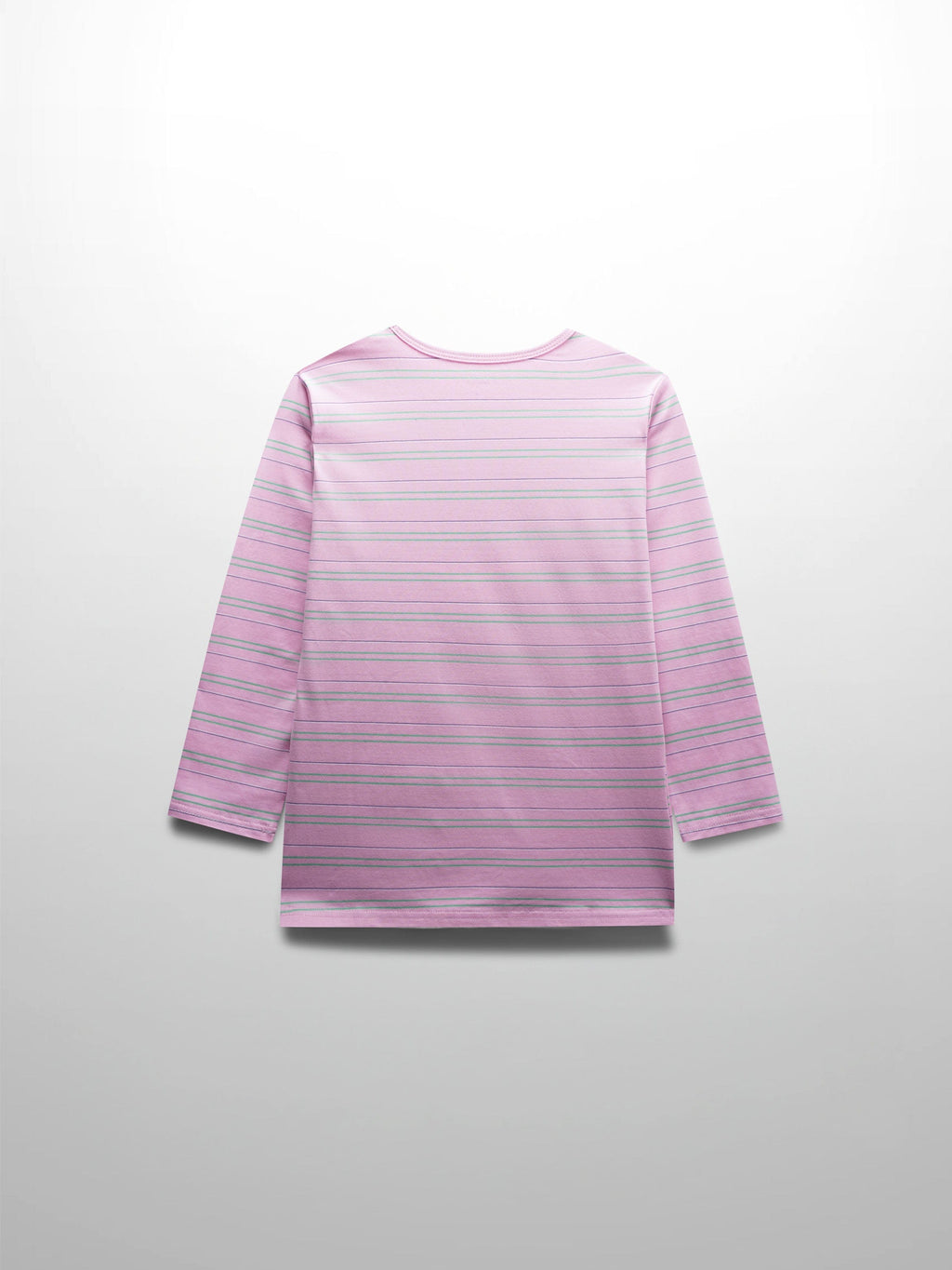 Flat Striped Crew Tee 3Q-Pink