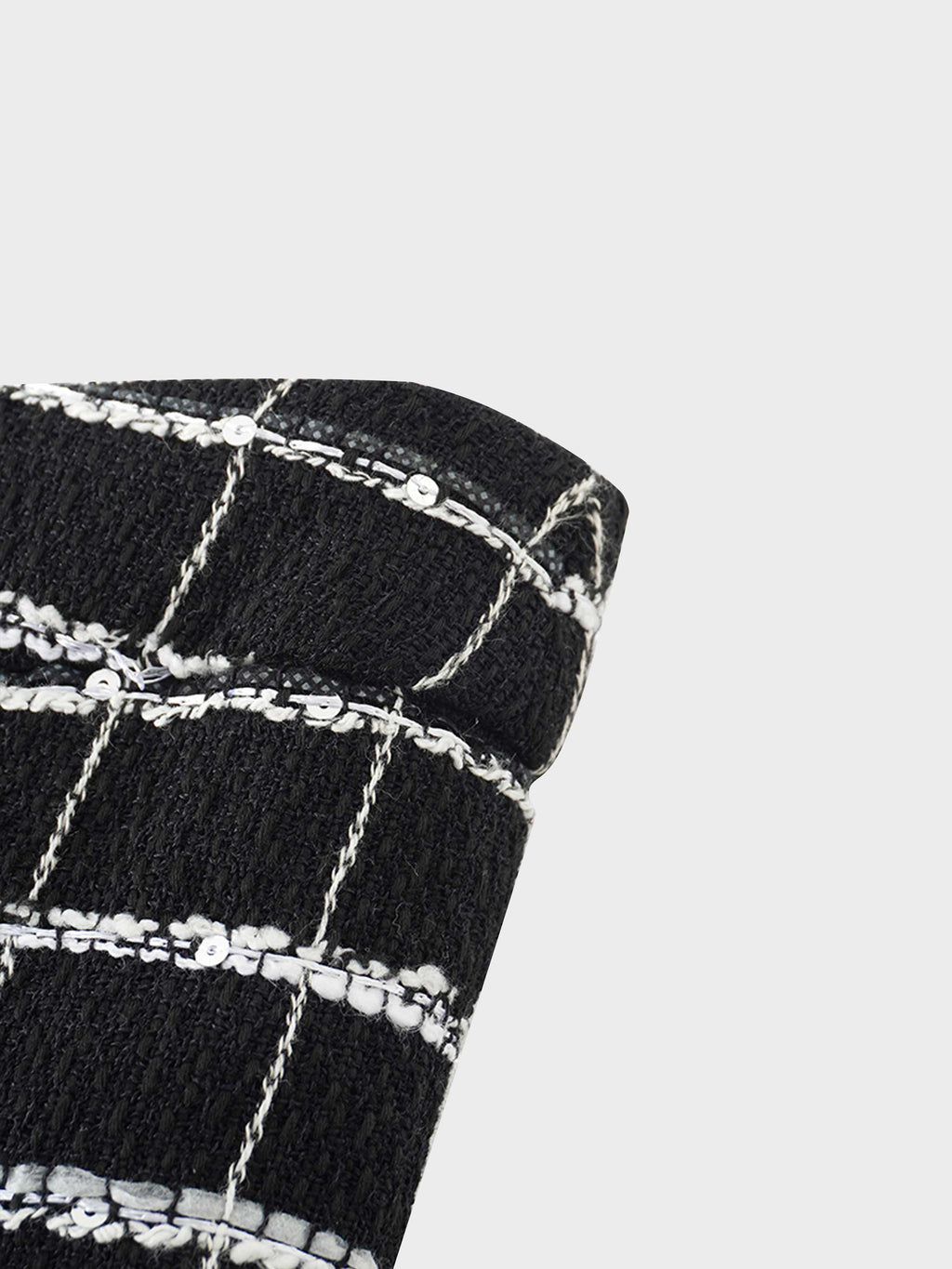 Boucle Pleat Skirt-Black and White