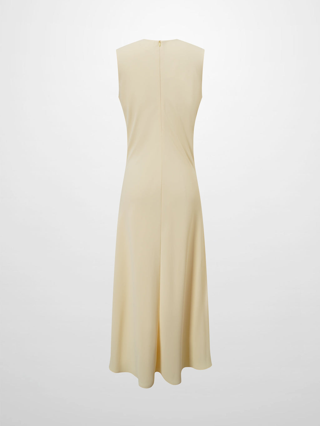 Faux Satin Crew Neck Slip Dress-Champagne