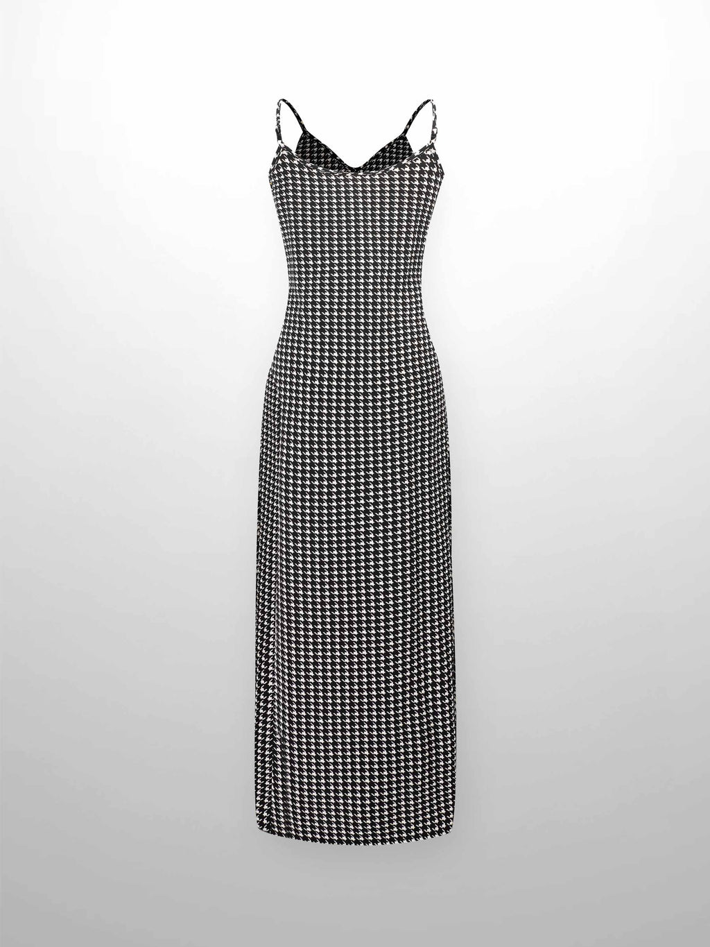 A-Line V Neck Slip Dress-Houndstooth