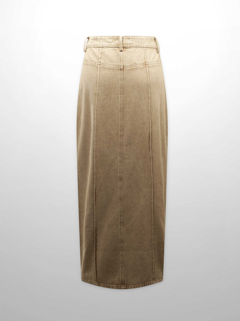 Denim Seamed Skirt-Tan Wash